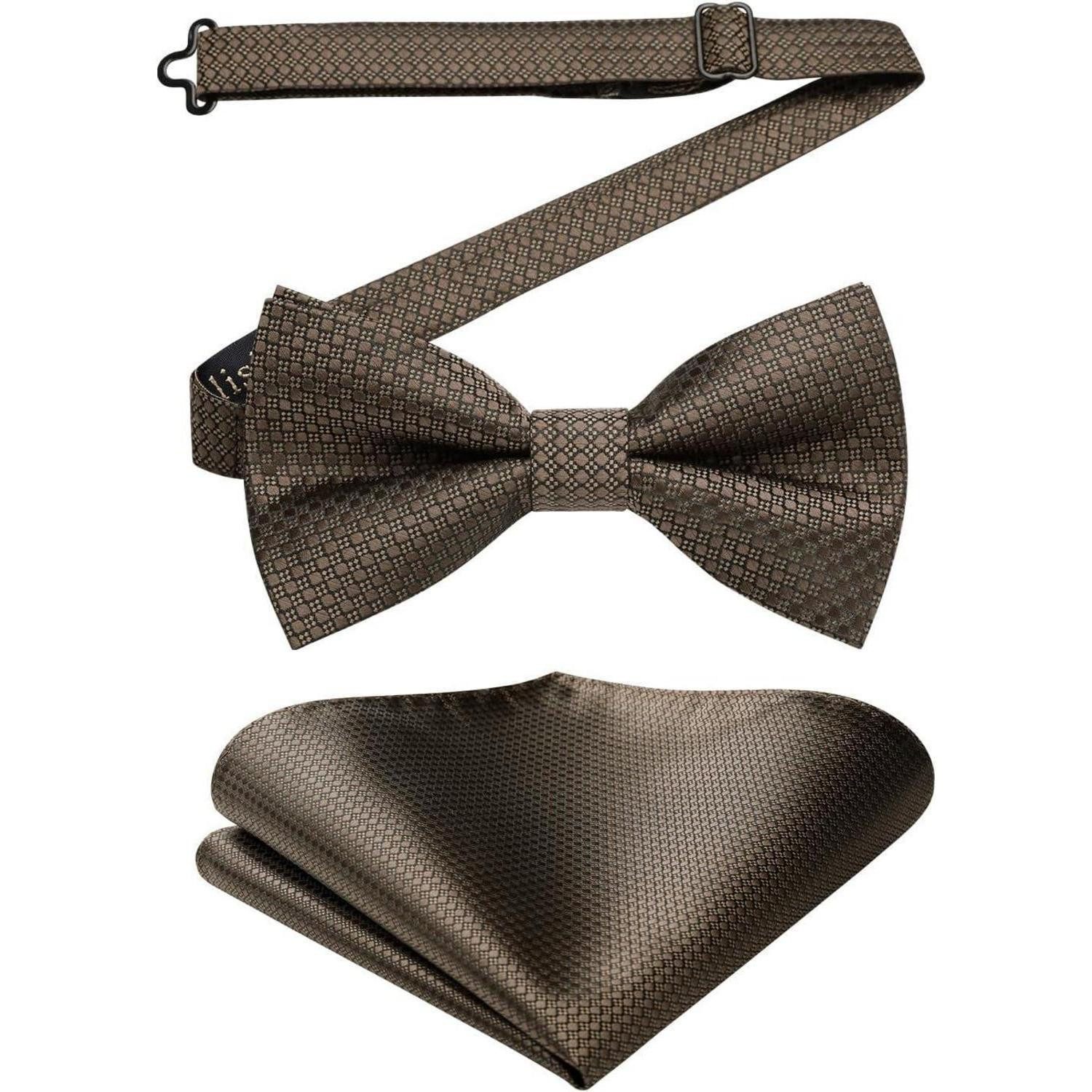 LuxusKollektion Fliege Fliege Herren Einstecktuch Vorgebunden Hochzeit Anzug Set Braun (1-St)