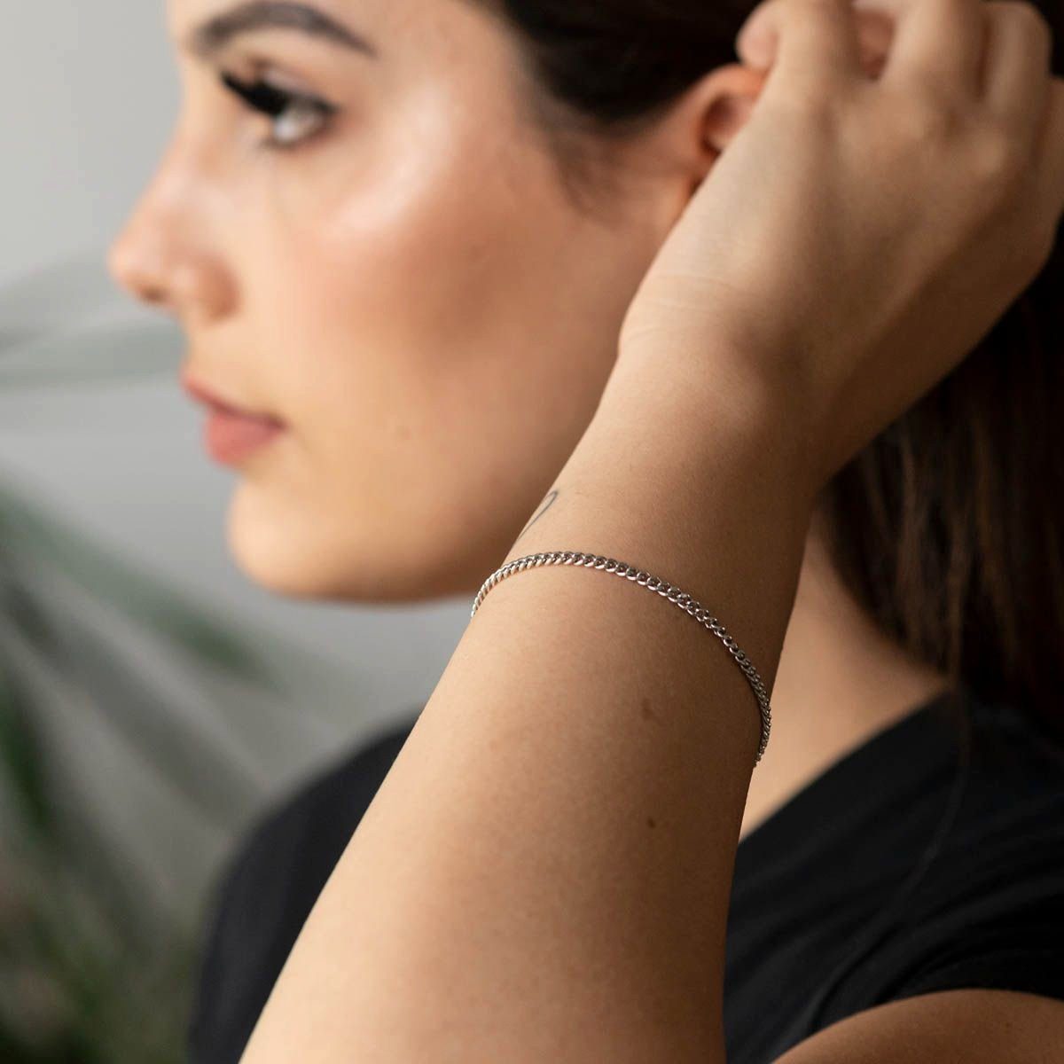 Materia Panzerarmband Damen Herren Panzerkette 2,8mm SA-134, 925 Sterling Silber, rhodiniert