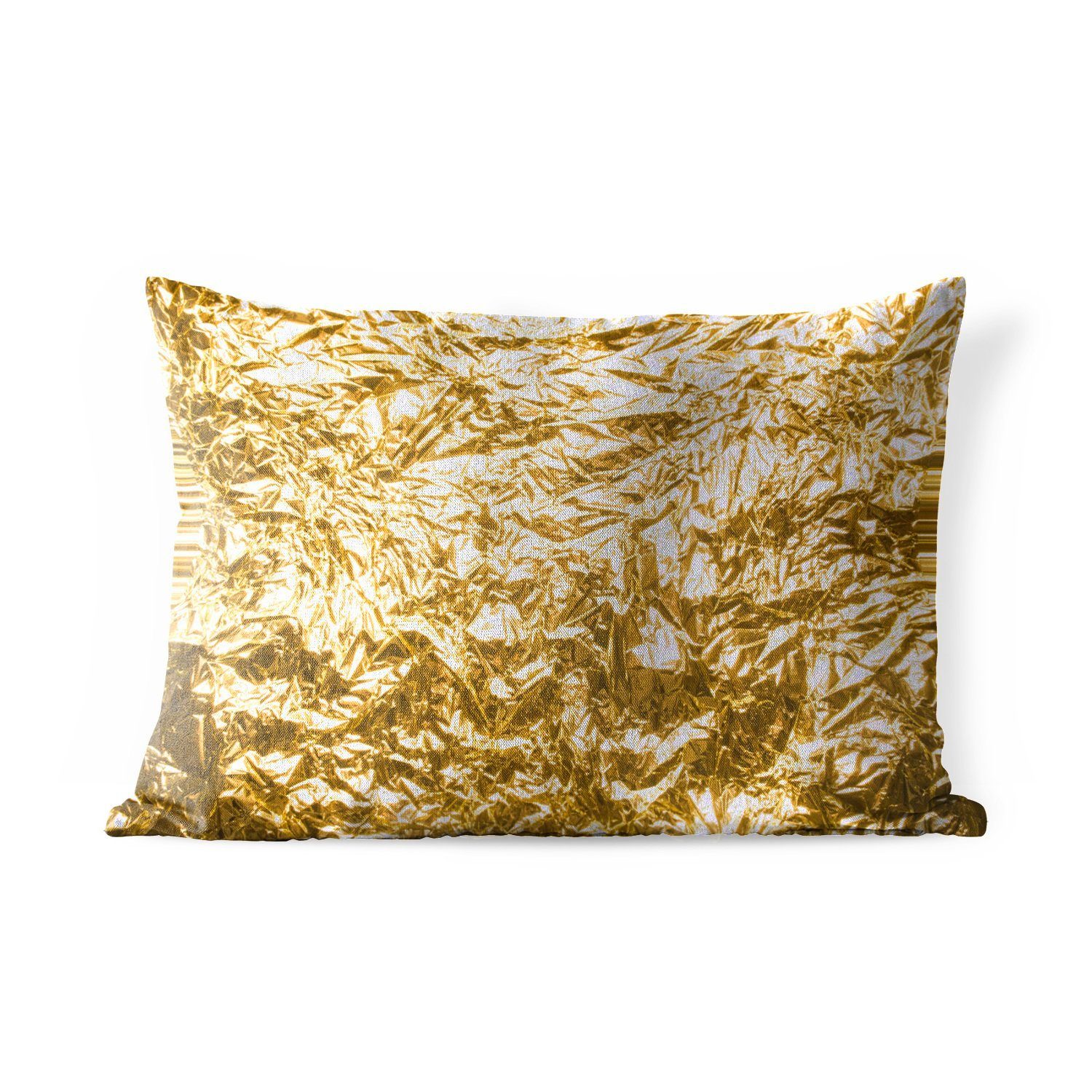 MuchoWow Dekokissen Goldfolie mit faltiger Textur, Outdoor-Dekorationskissen, Polyester, Dekokissenbezug, Kissenhülle