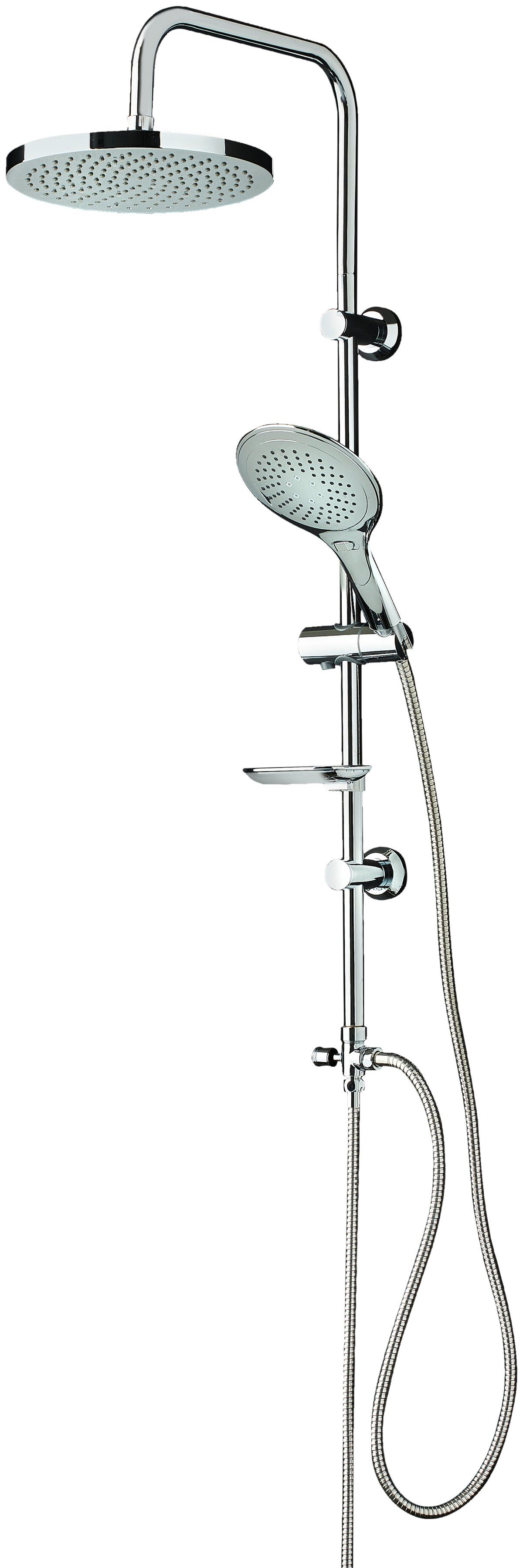 welltime Stangenbrause-Set Lina, Höhe 97 cm, Überkopfbrause mit Seifenablage,Überkopfbrauseset mit 20cm Durchmesser