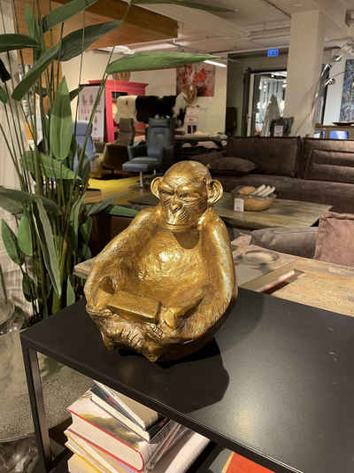 More2Home Dekoschale MONKEY, Affe mit Ablageschale in Aluminium massiv (3 KG) gold