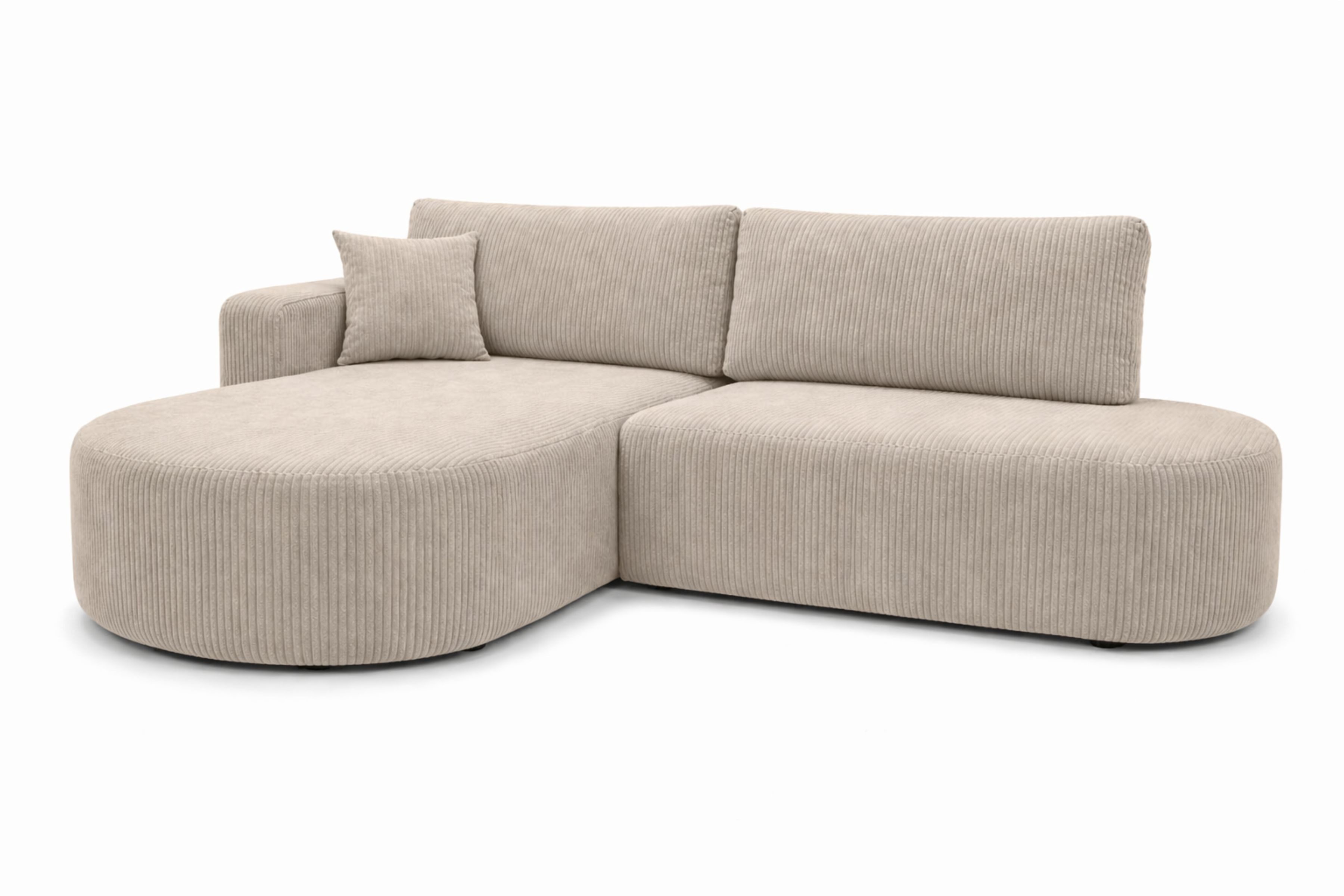 Kaiser Möbel Ecksofa mit Schlaffunktion und Bettkasten, Cordstoff POSO, ROUND ONE OPEN XL, Abgerundete Form, Große Liegefläche, Cordstoff mit markanter Struktur