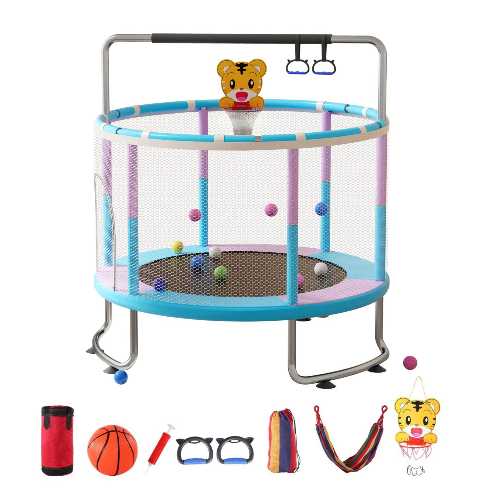 Rutaqian Kindertrampolin Kinder Trampolin mit Basketballkorb, Ø 150cm Indoo günstig online kaufen