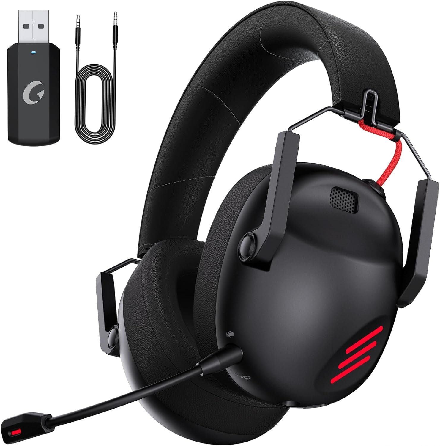 Kopfhörer Lightweight) PS5 mit (Intelligente Batterieerinnerungen, GHz 2.4 NoiseCancellingMikrofon für Low KAPEYDESI PS4/PS5/PC/switch, Connection Latency Gaming-Headset