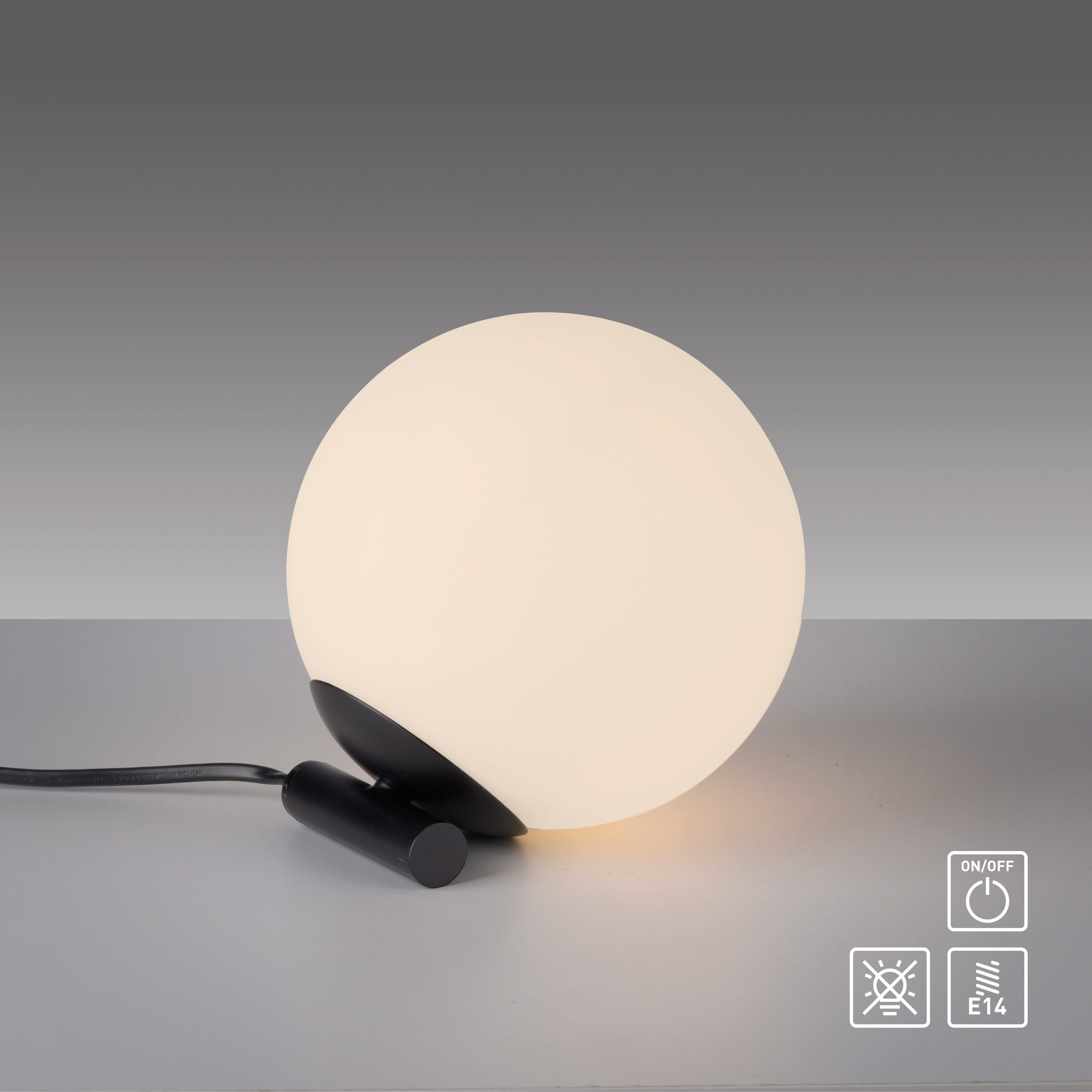 andas Tischleuchte Nymölla, ohne Leuchtmittel, Tischleuchte mit großer Glaskugel, amberfarben oder opal matt weiß