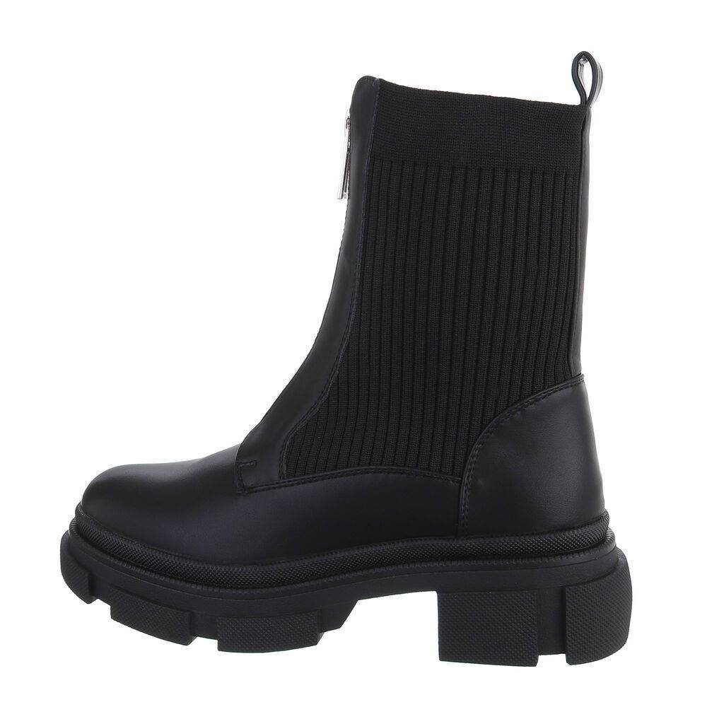 Damen Biker Plateaustiefelette