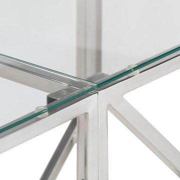 vidaXL Beistelltisch Konsolentisch Silbern Edelstahl und Hartglas (1-St)