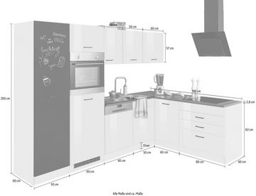 HELD MÖBEL Küchenzeile Trier, mit E-Geräten, Stellbreite 280/190 cm
