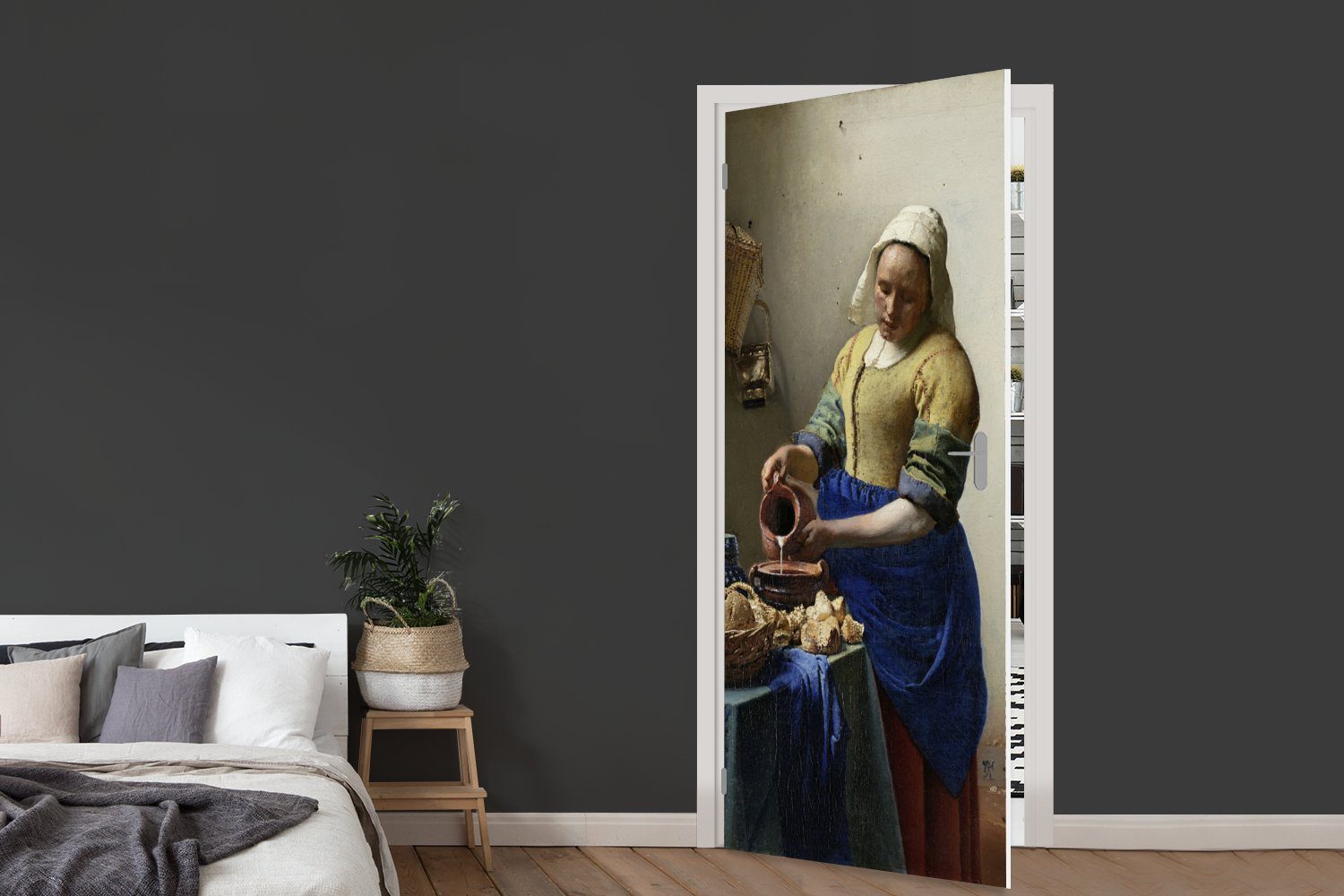 MuchoWow Türtapete Das Milchmädchen St), - Türaufkleber, Matt, (1 Johannes Fototapete 75x205 cm Vermeer, für bedruckt, Tür