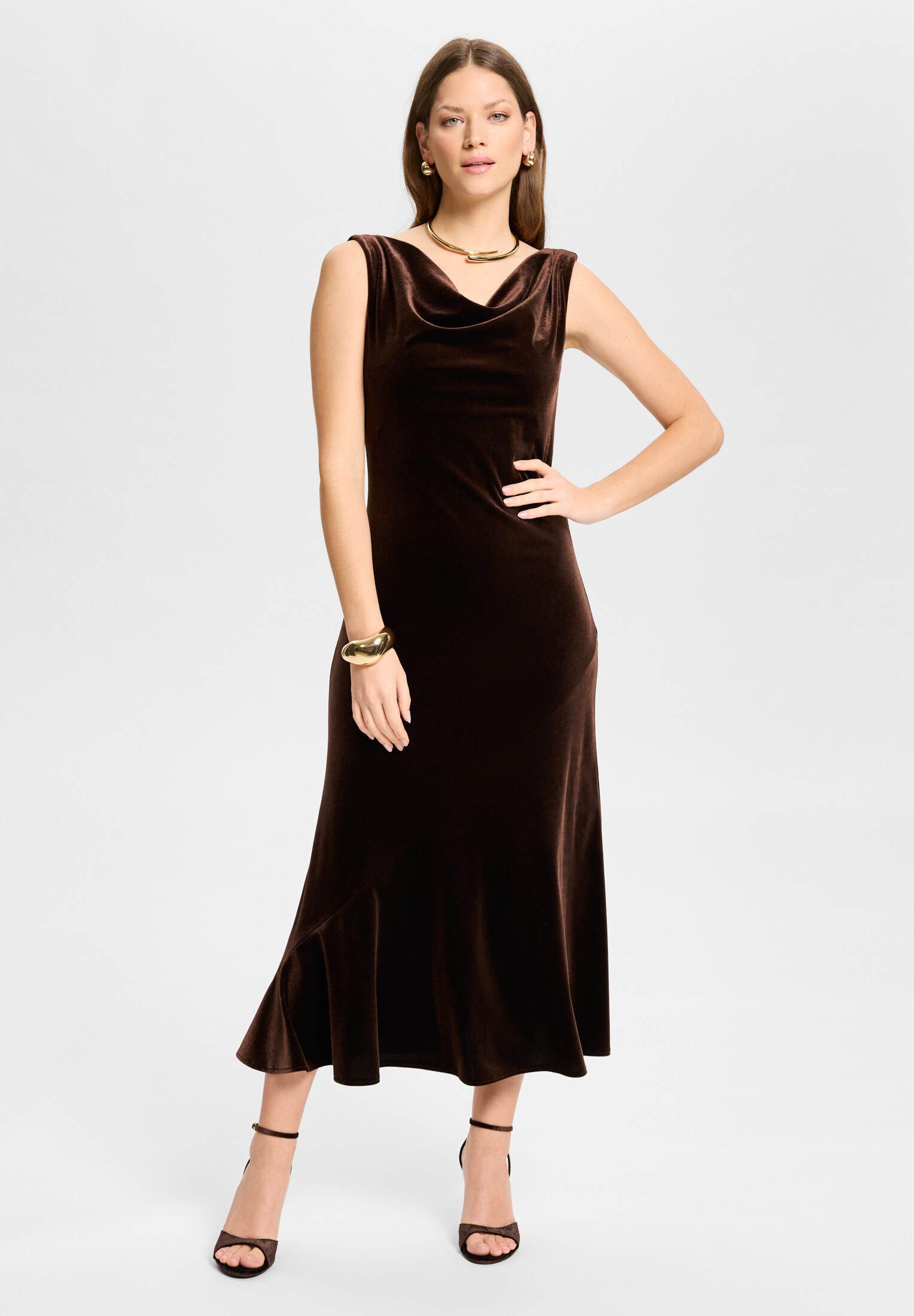 SWING Abendkleid - Abendkleid aus Samt mit Wasserfallausschnitt
