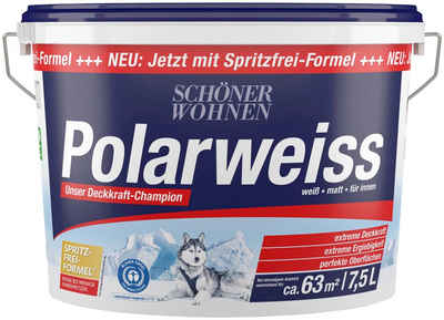 SCHÖNER WOHNEN-Kollektion Wand- und Deckenfarbe Polarweiss, 7,5 Liter, mit Spritzfrei-Formel - konservierungsmittelfrei