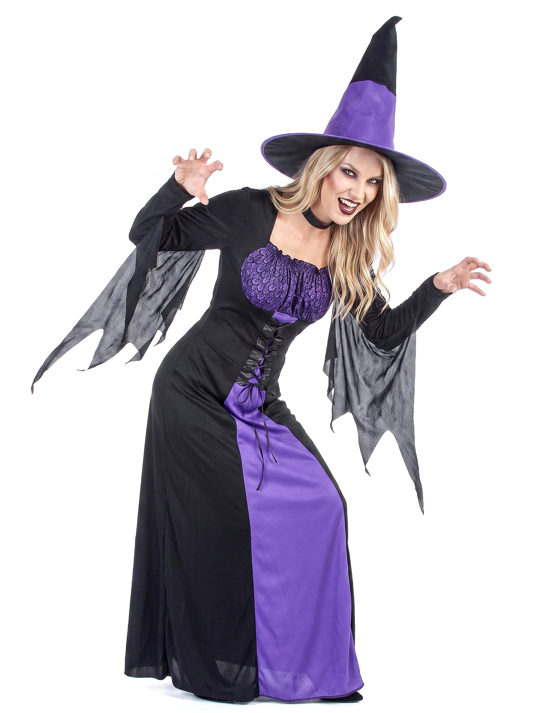 JADEO Kostüm Verführerische Gothic-Hexe Damenkostüm schwarz-lila