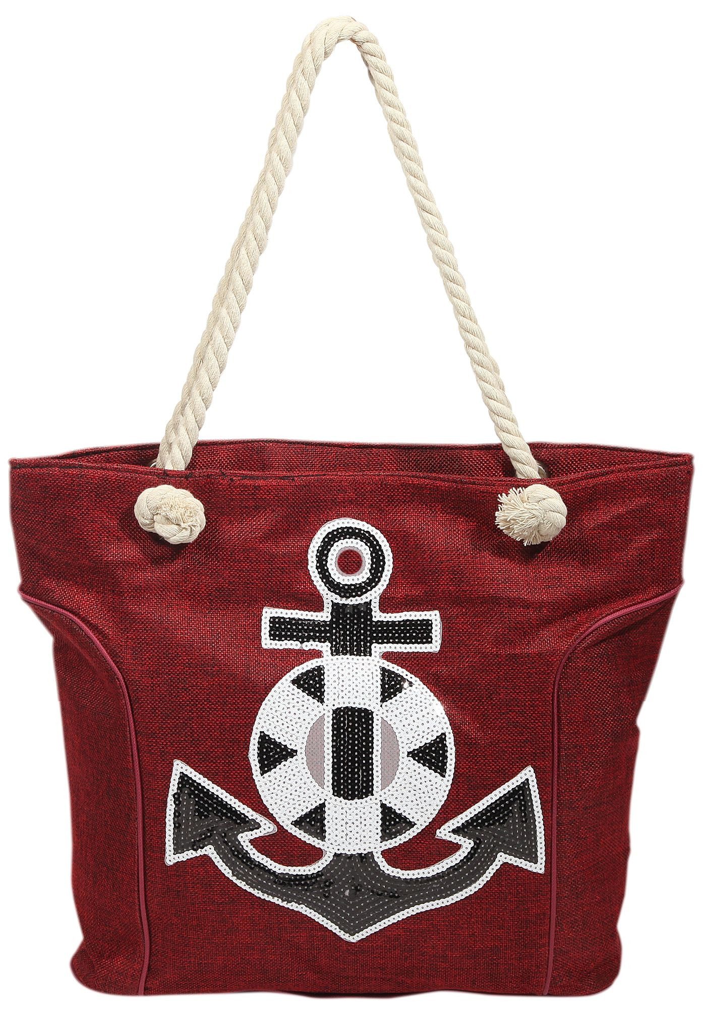 Cham Cham Strandtasche XXL - Pailletten Anker - Maritim