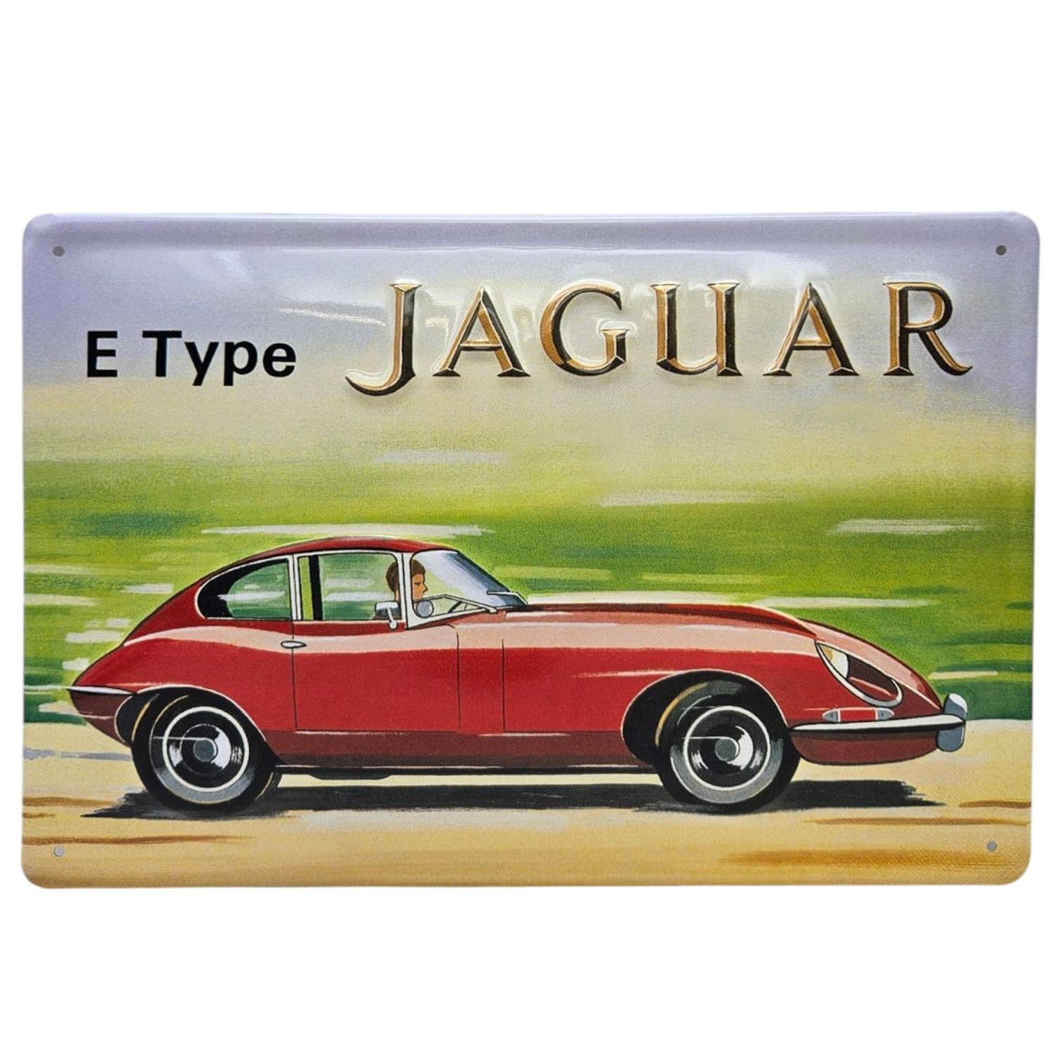 what the shop Metallbild Blechschild Jaguar E-Type, Auto, Retro Vintage Blechschild 30x20 cm
