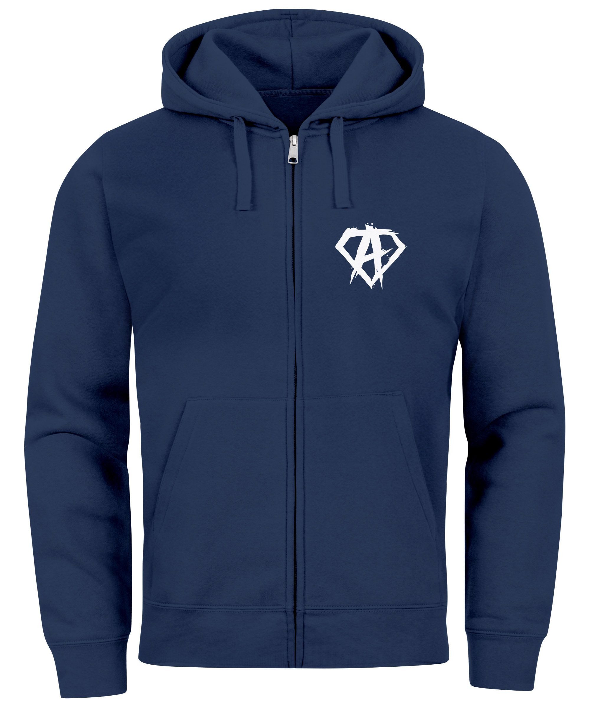 Sweatjacke Zip Hoodie Herren Sweatjacke mit Kapuze Alpha Logo Print Aufdruck