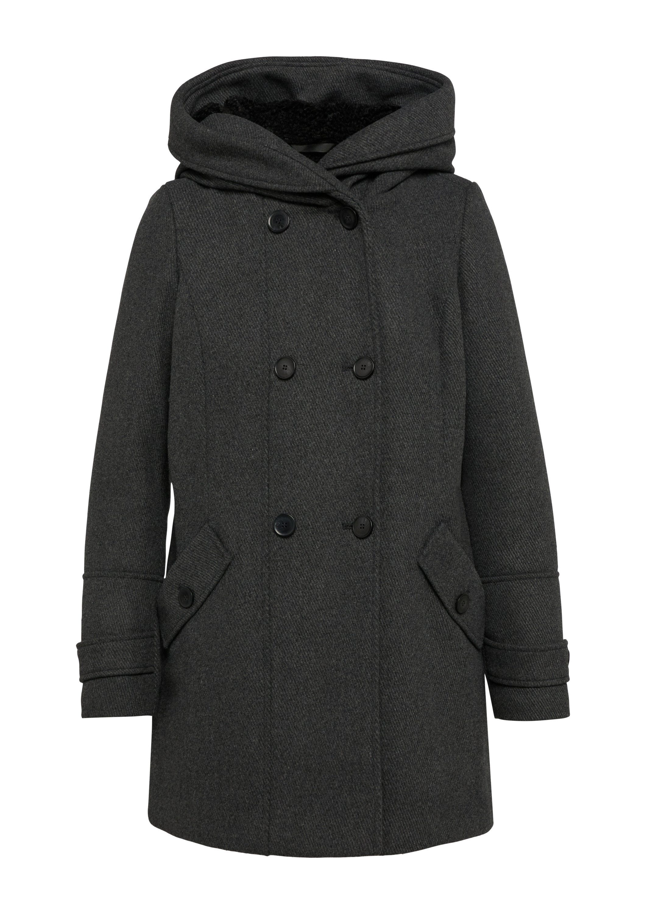 s.Oliver Wintermantel Outdoor-Mantel Strukturierter Wollmantel mit Teddyplü günstig online kaufen