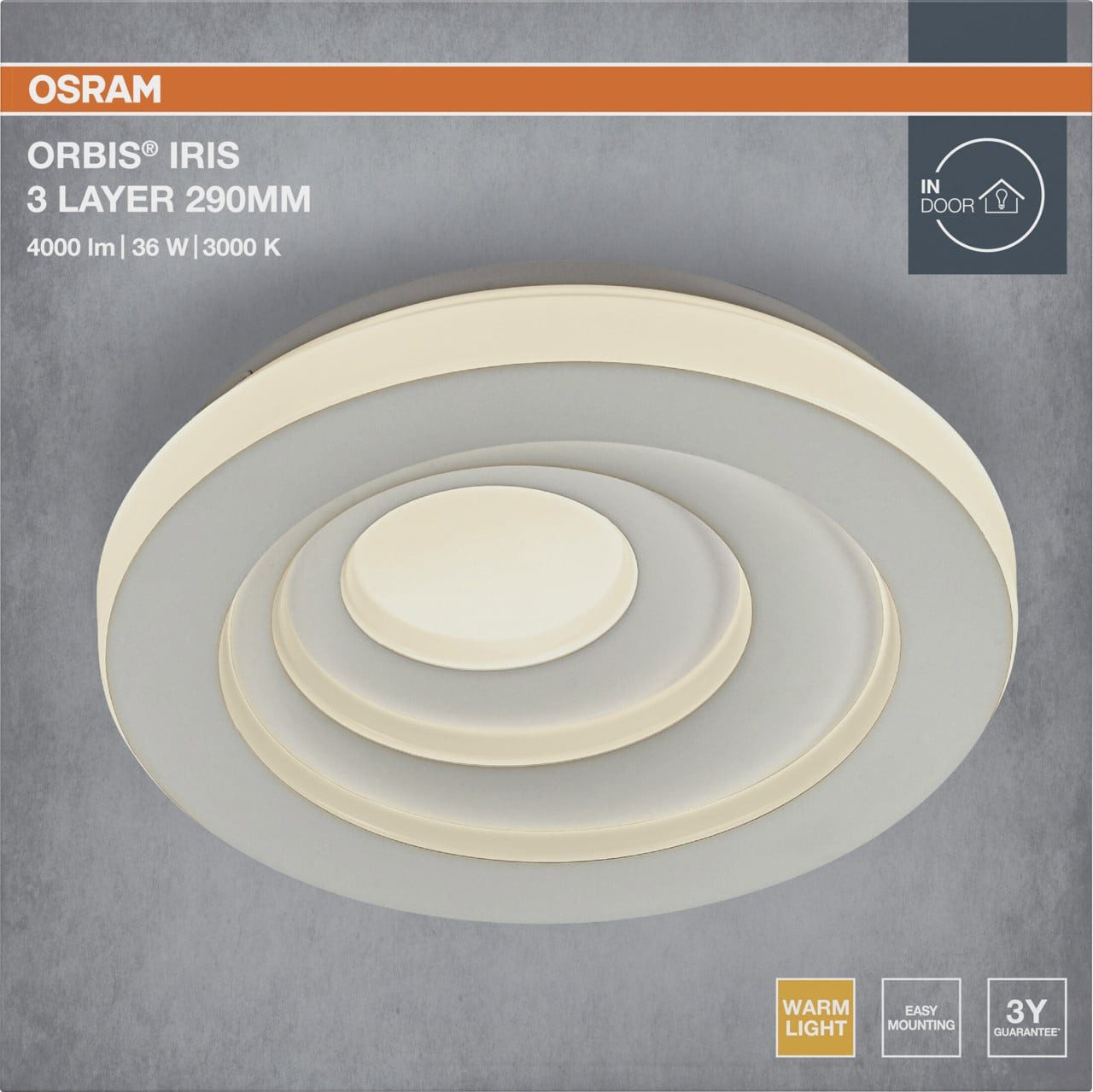 Osram Deckenleuchte Osram LED-Deckenleuchte Orbis Iris Ø 29 cm 3Layer, Inkl. Leuchtmittel, Nicht dimmbar ohne Bewegungsmelder