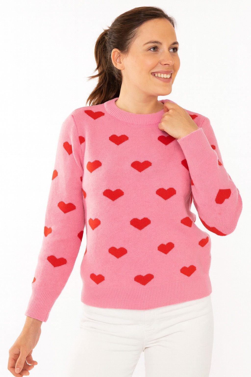 Zwillingsherz Rundhalspullover Strickpullover "Herz"