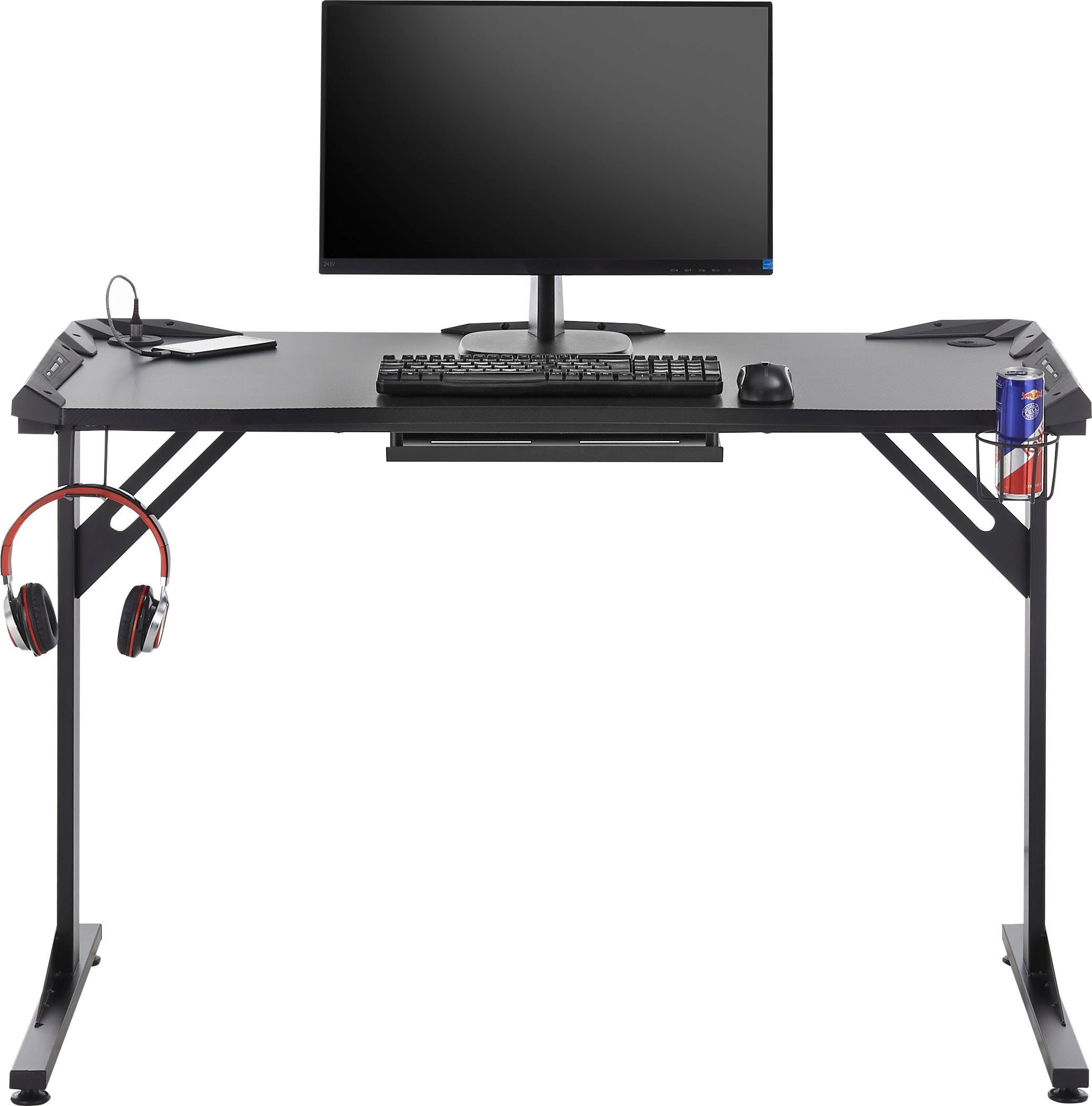 inkl. inkl. Schwarz USB Gamingtisch Farbwechselbeleuchtung BEGA Station BC3110, OFFICE RGB-LED