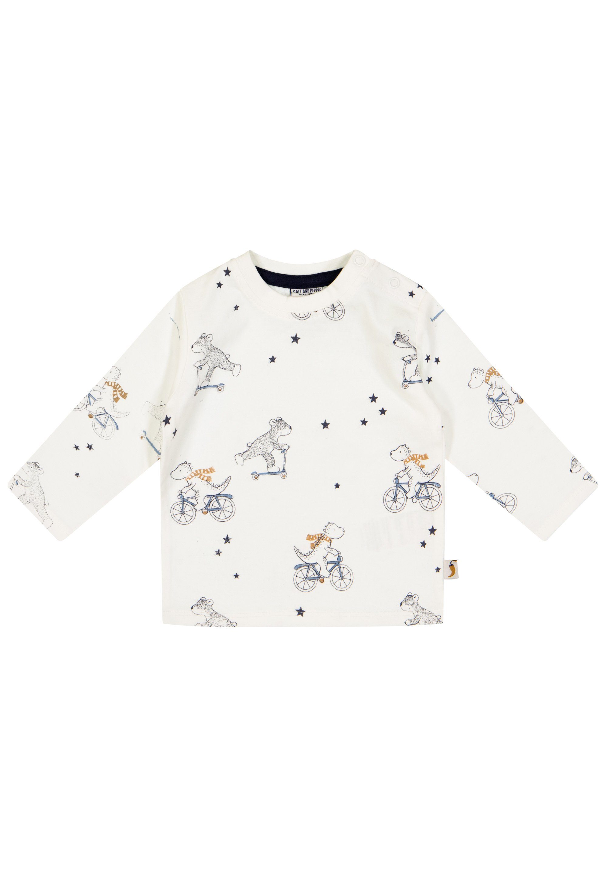 SALT AND PEPPER Baby T-Shirt Boy (1-tlg) off-white Longsleeve Dino AOP