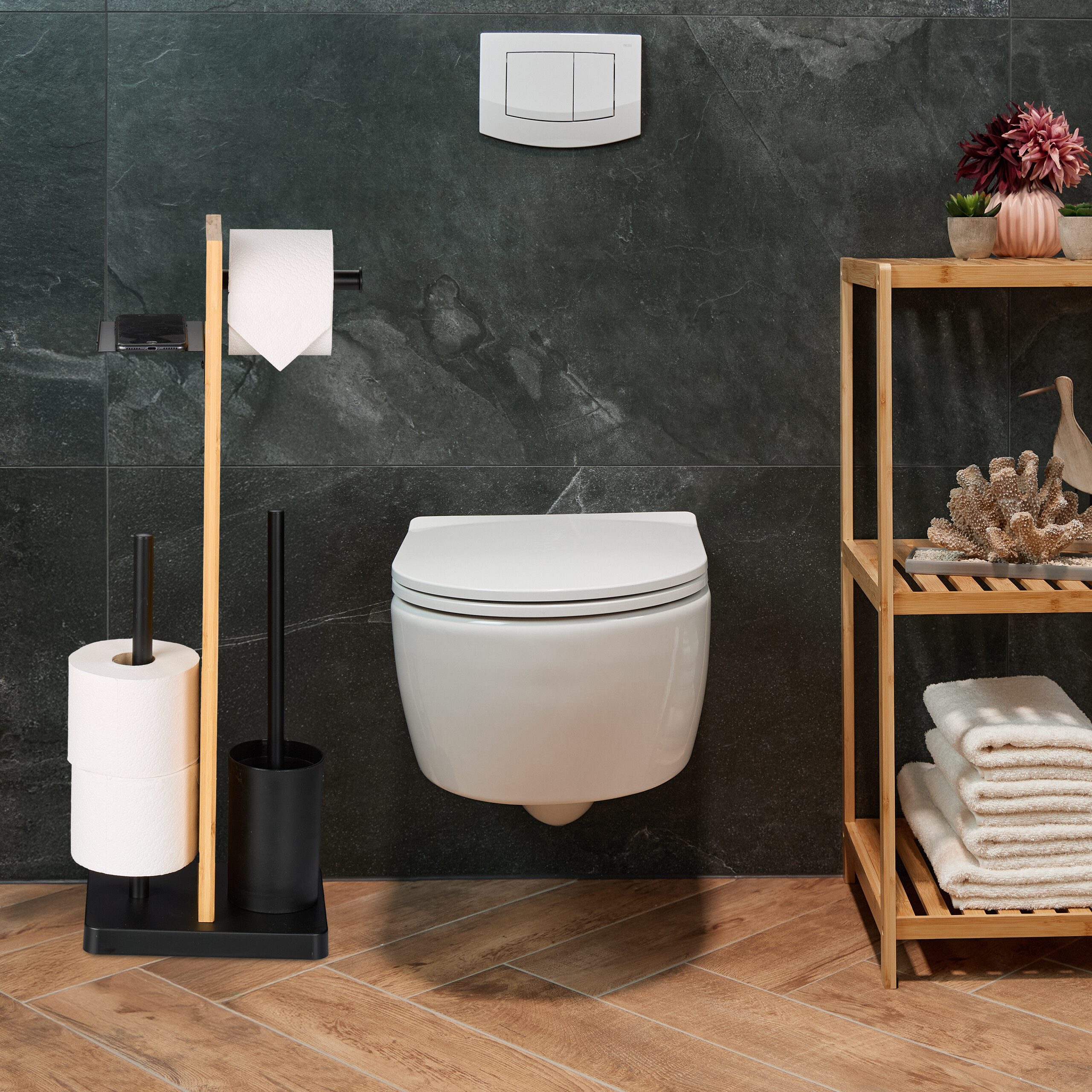 relaxdays WC-Garnitur Bambus & Eisen mit günstig online kaufen