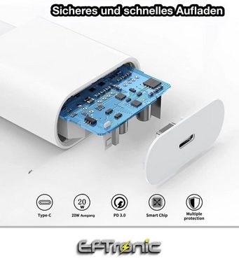 EFTronic Ladeset USB-C-Lightning Kabel 1m 20W Schnellladegerät iPhone Ladekabel USB-Ladegerät (100cm Lightning Kabel iPhone Ladekabel, 1-tlg., Power Adapter, für iPhone 11 12 13 14 Pro Max Mini SE)