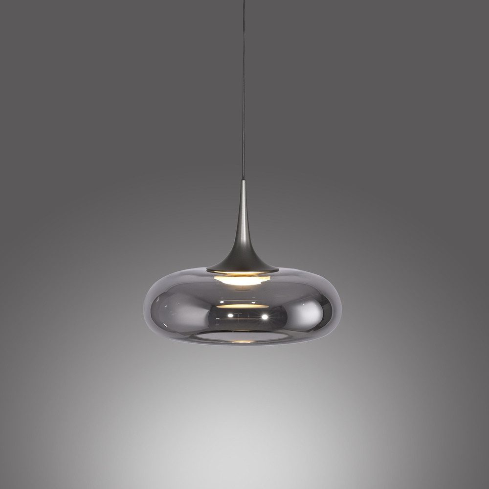 SCHÖNER WOHNEN-Kollektion LED Pendelleuchte LED Pendellampe POSH, höhenverstellbar, 1x LED Board 7,40W, warmweiß, Rauchglas, höhenverstellbar, Lichtfarbe warmweiß