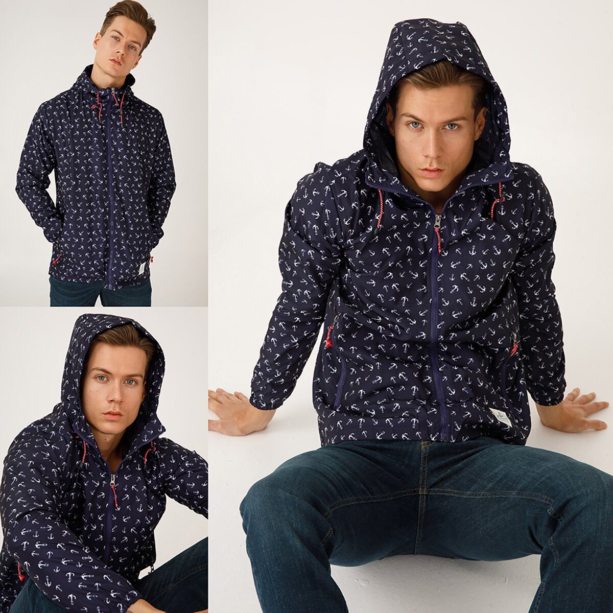 Collection XL ANEMOSS Marine Anchor Herren Regenmantel, Regenjacke Anemoss