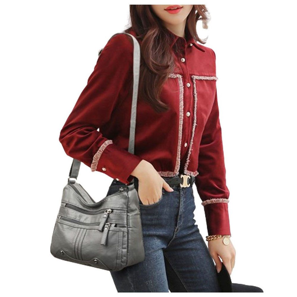 Umhängetasche Grau Damen Tasche Shopper Crossbody, als Handtasche, Umhängetasche