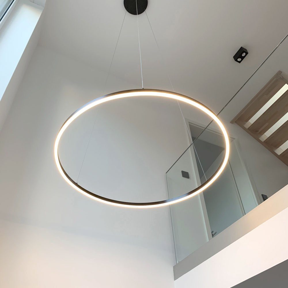 s.luce 5m LED Warmweiß 100 Ring Hängelampe Chrom, Pendelleuchte Abhängung