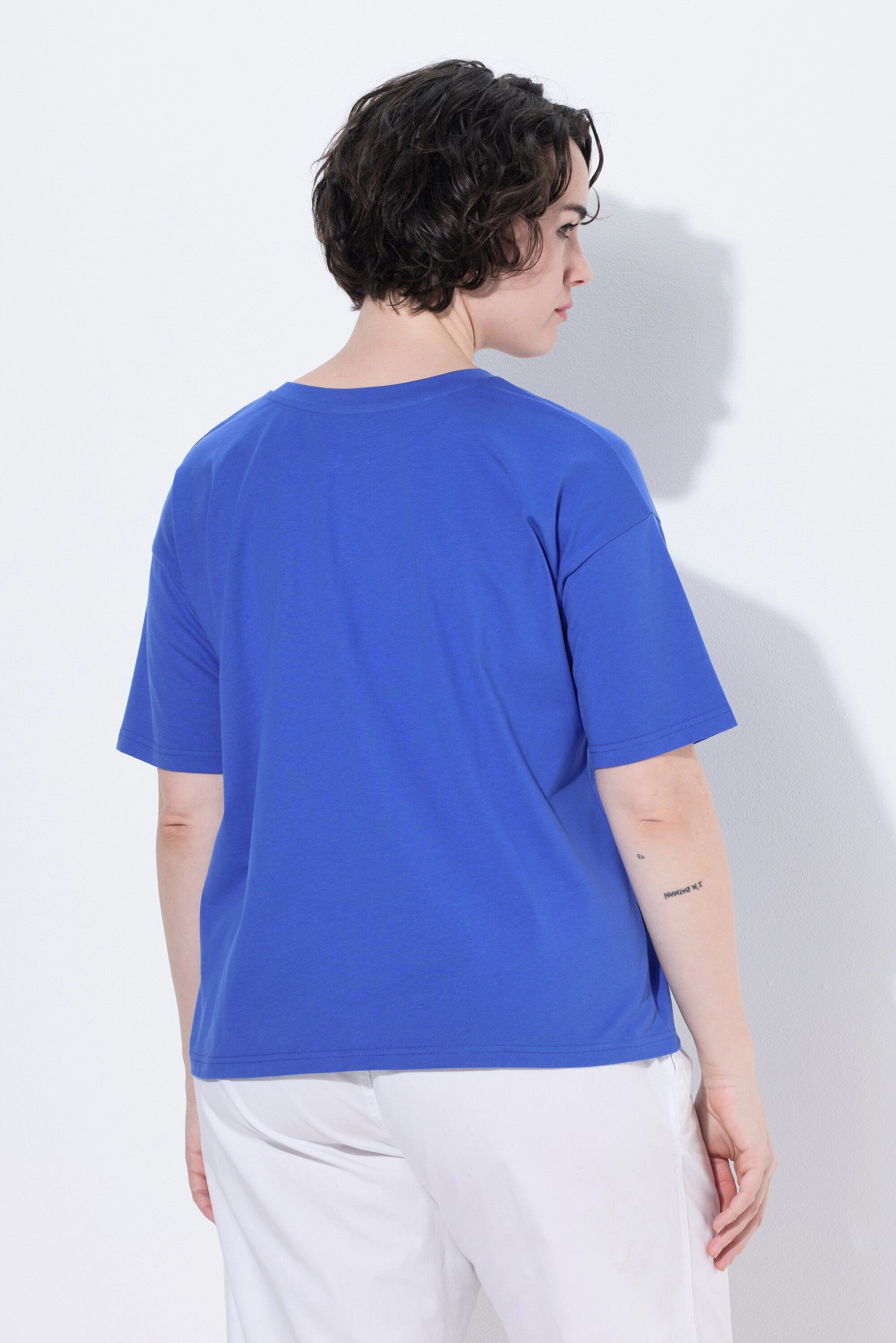 Ulla Popken T-Shirt T-Shirt Ziernaht Boxy Rundhals Halbarm