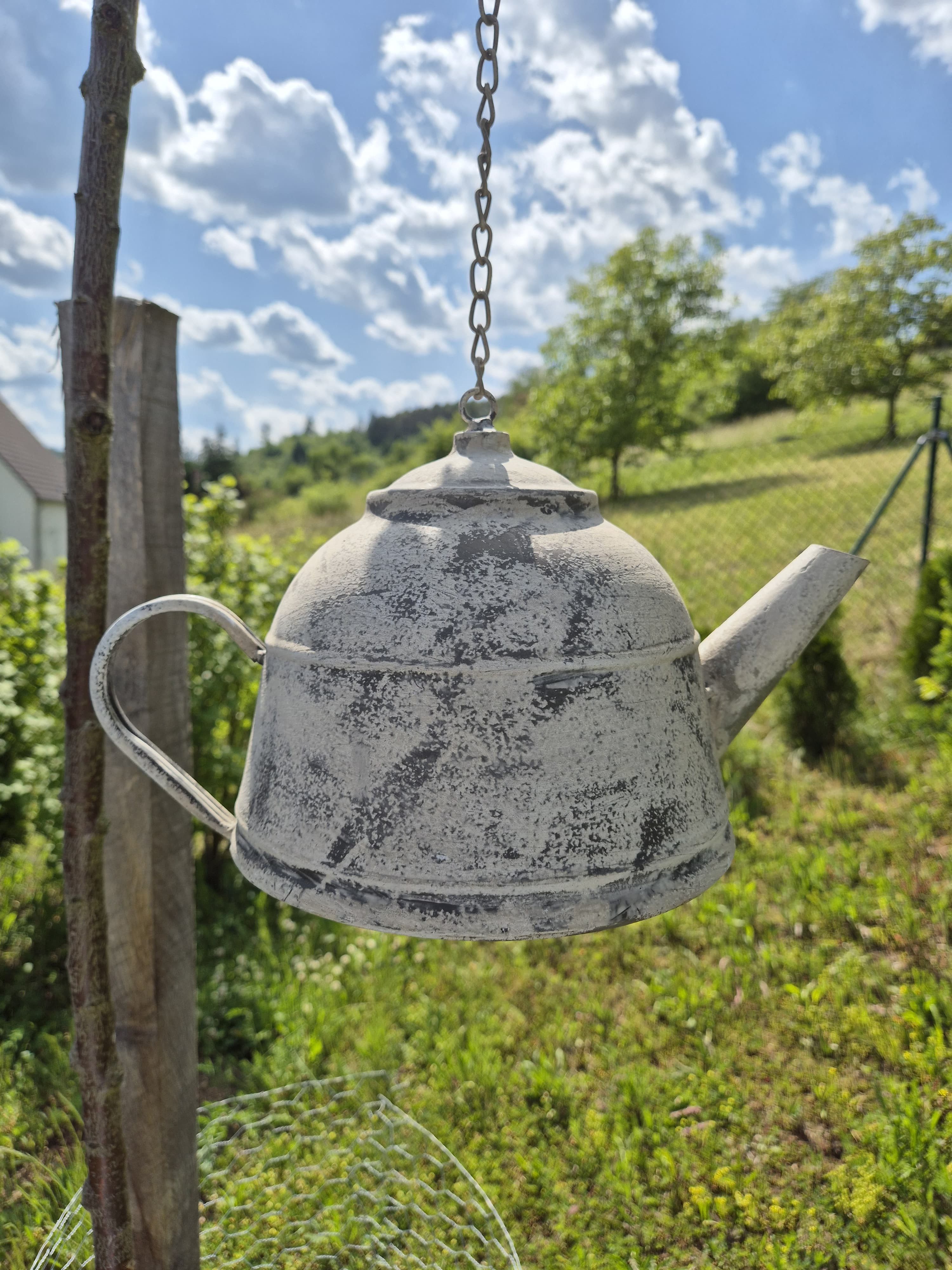 Posiwio Vogelhaus Vogel-Nistkasten "Teekanne" – Charmanter Blickfang für Ihren Garten, Vintage-Look