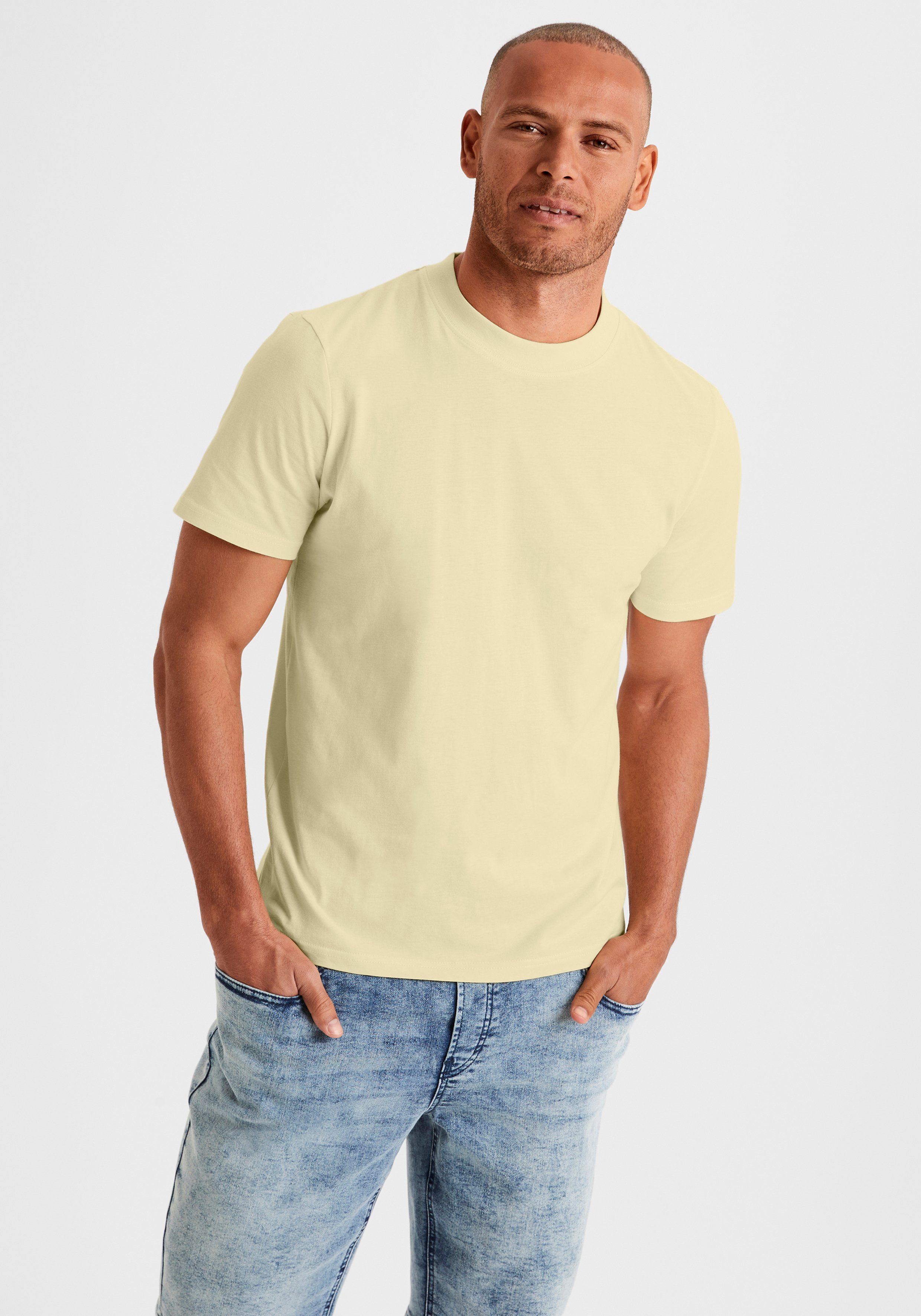 klassischer T-Shirt Must-Have Form in gelb ein koralle KangaROOS / (2er-Pack)