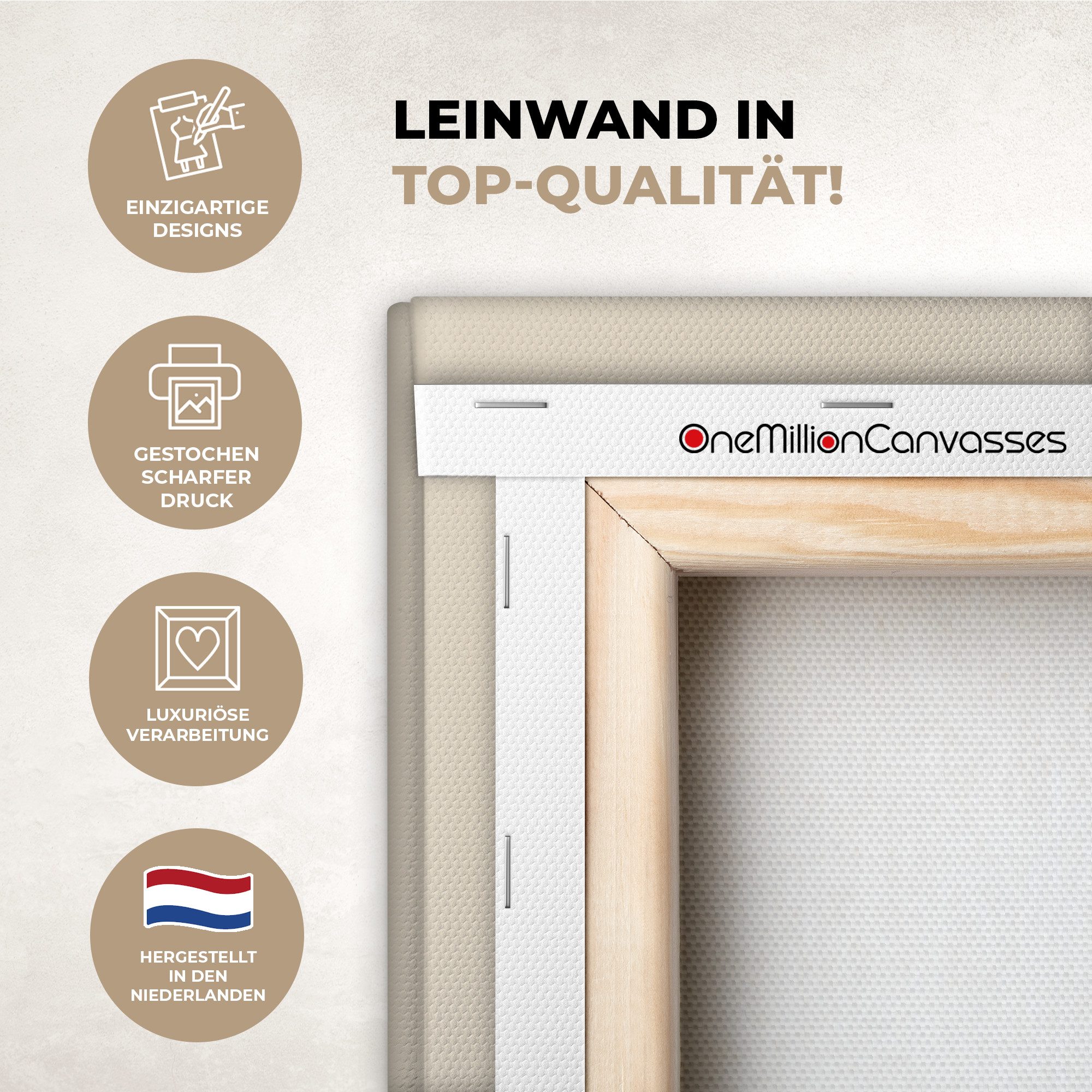 OneMillionCanvasses® Leinwandbild Streifen - Schwarz - Abstrakt, Fotodruck (1 St), Wandbild, Deko Schlafzimmer Wohnzimmer Flur 70x50 cm