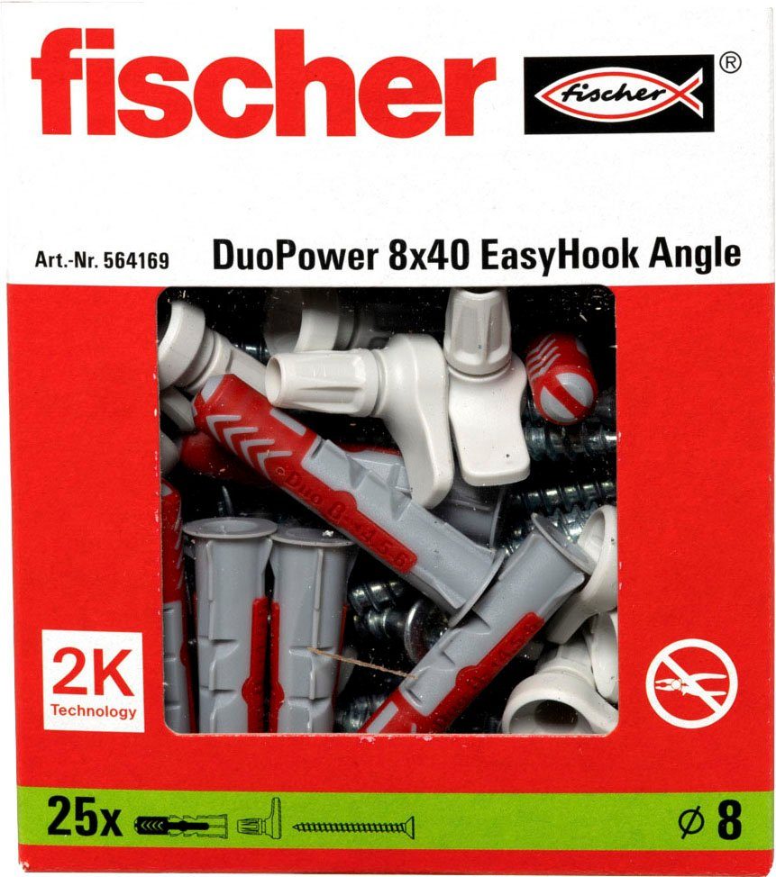 fischer Universaldübel DuoPower, 8 EasyHook Angle 4-tlg) (Kombi-Set