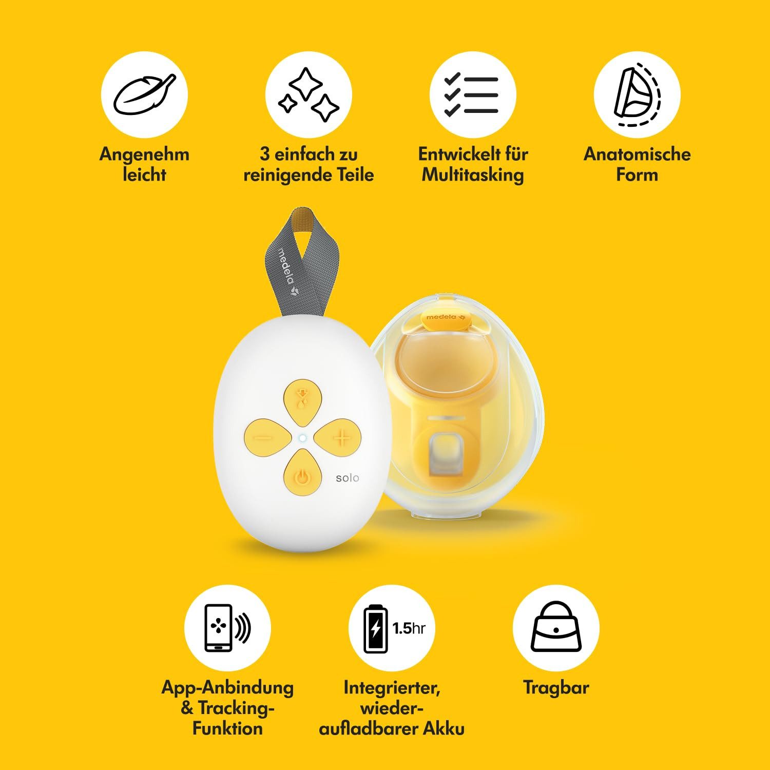 MEDELA Elektrische Milchpumpe SOLO Hands-free ultraleicht einfach zu reinigen, Set, Die ideale Lösung für gelegentliches Abpumpen