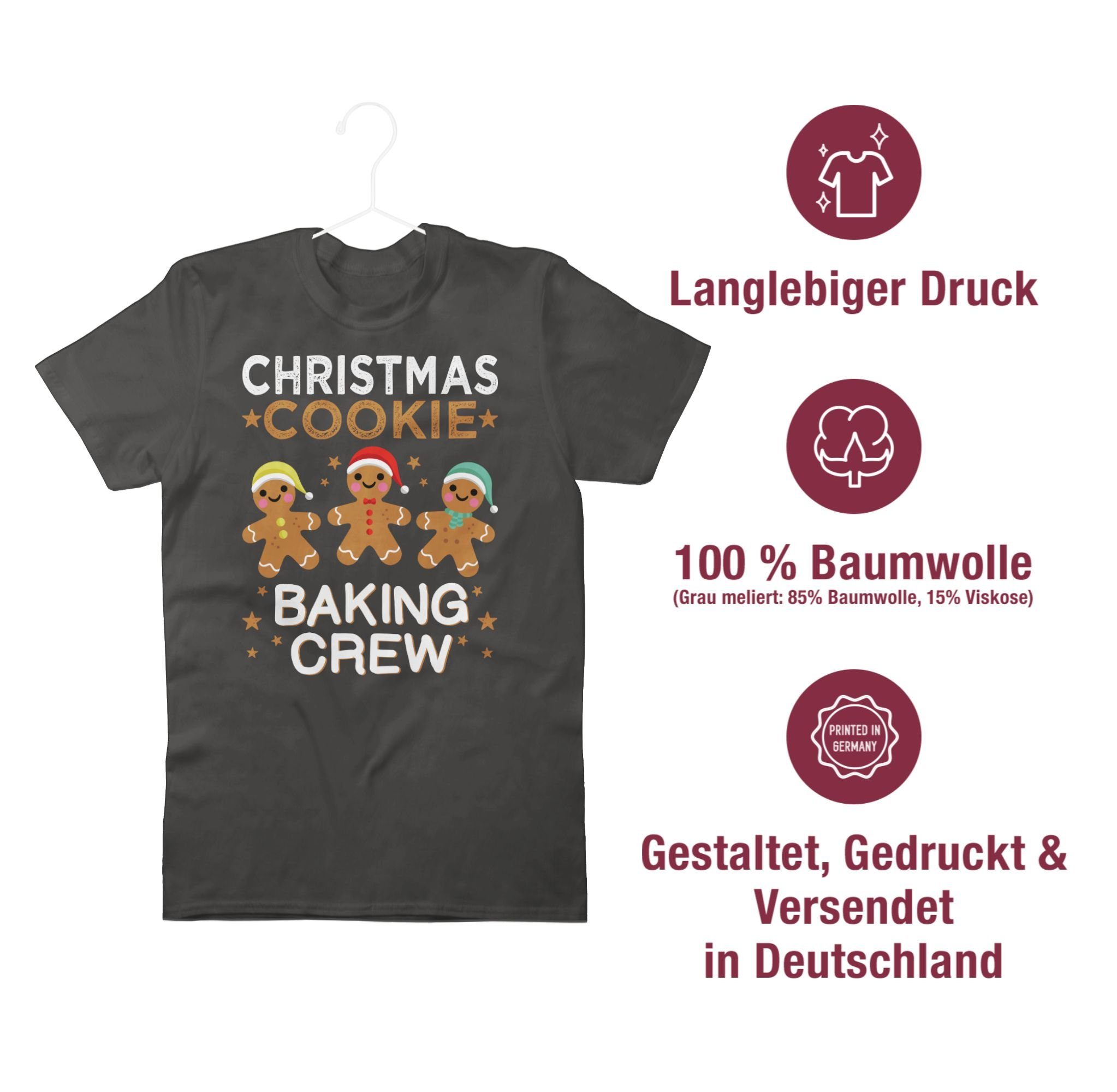 T-Shirt Kleidung Baking Lebkuchenmännchen Weihachten Cookie Crew 3 Shirtracer Christmas Dunkelgrau