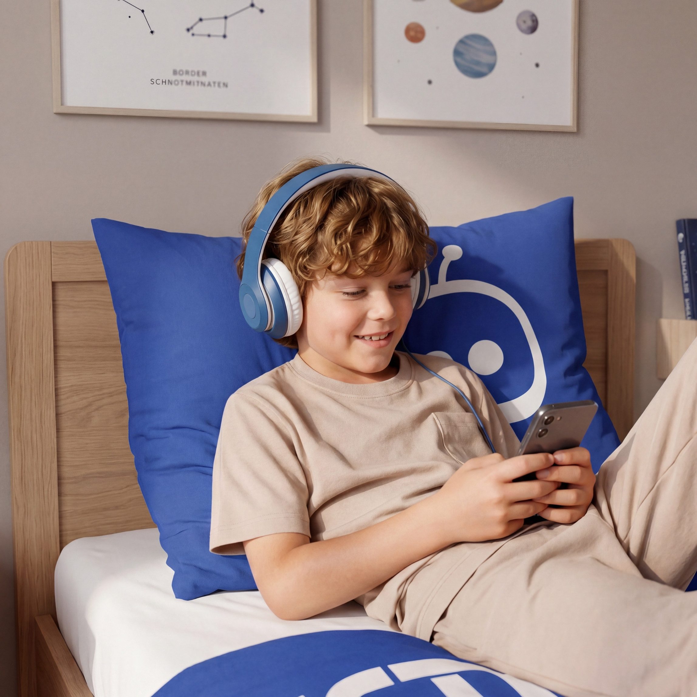 MTOnlinehandel Bettwäsche 135x200 Astro Bot, Geschenk für Gamer, Mikrofaser, 2 teilig, Wendebettwäsche in Blau/ Weiß, Playstation