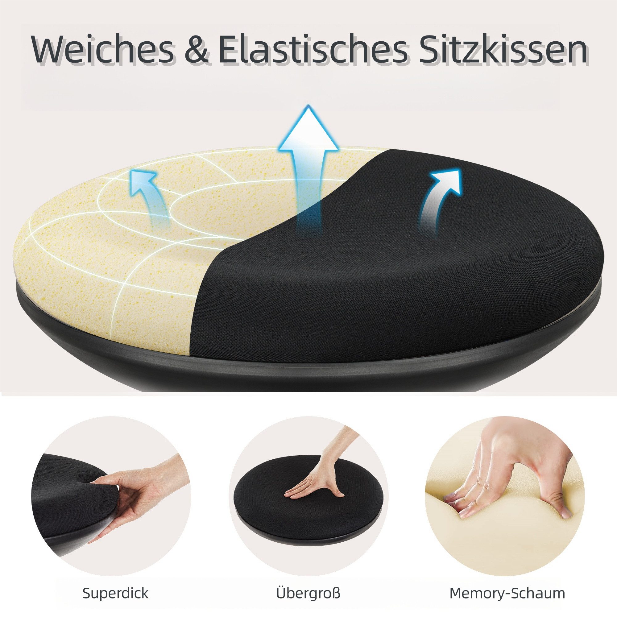 IWMH Drehhocker Höhenverstellbar Bürohocker, Drehbar Arbeitshocker ohne Rol günstig online kaufen