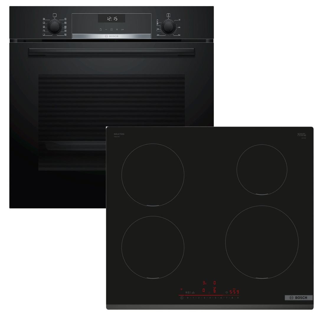 BOSCH Backofen-Set Teleskopauszug Air Fry + Induktionskochfeld HomeConnect autark 60 cm