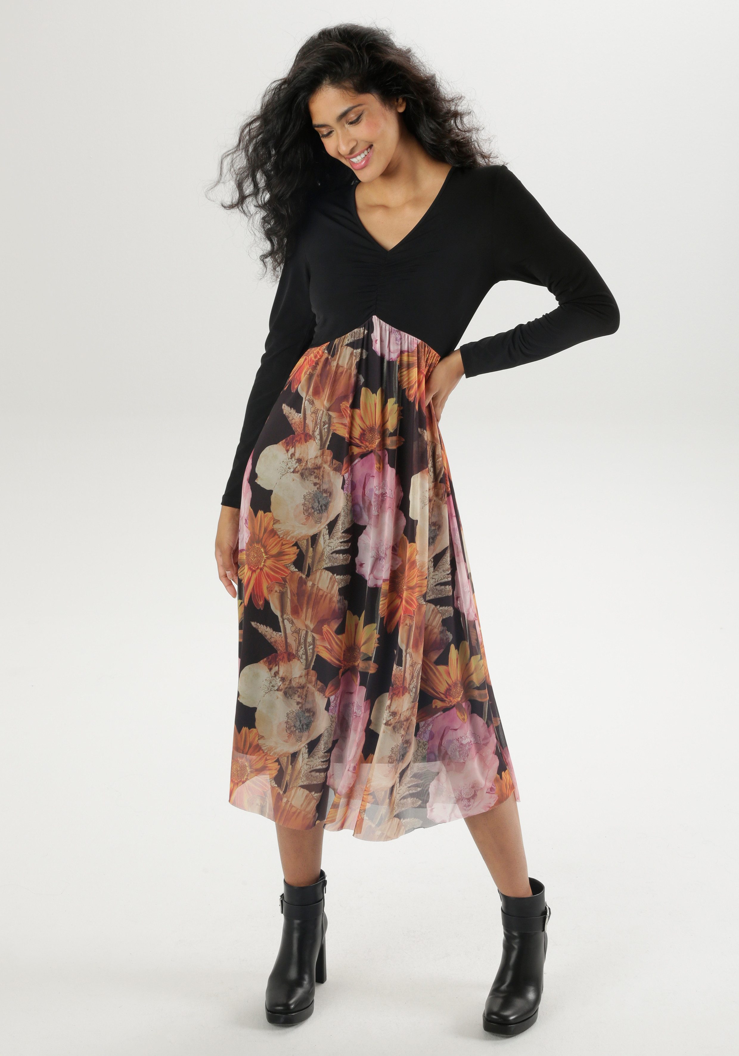Aniston SELECTED Midikleid mit Raffung am günstig online kaufen