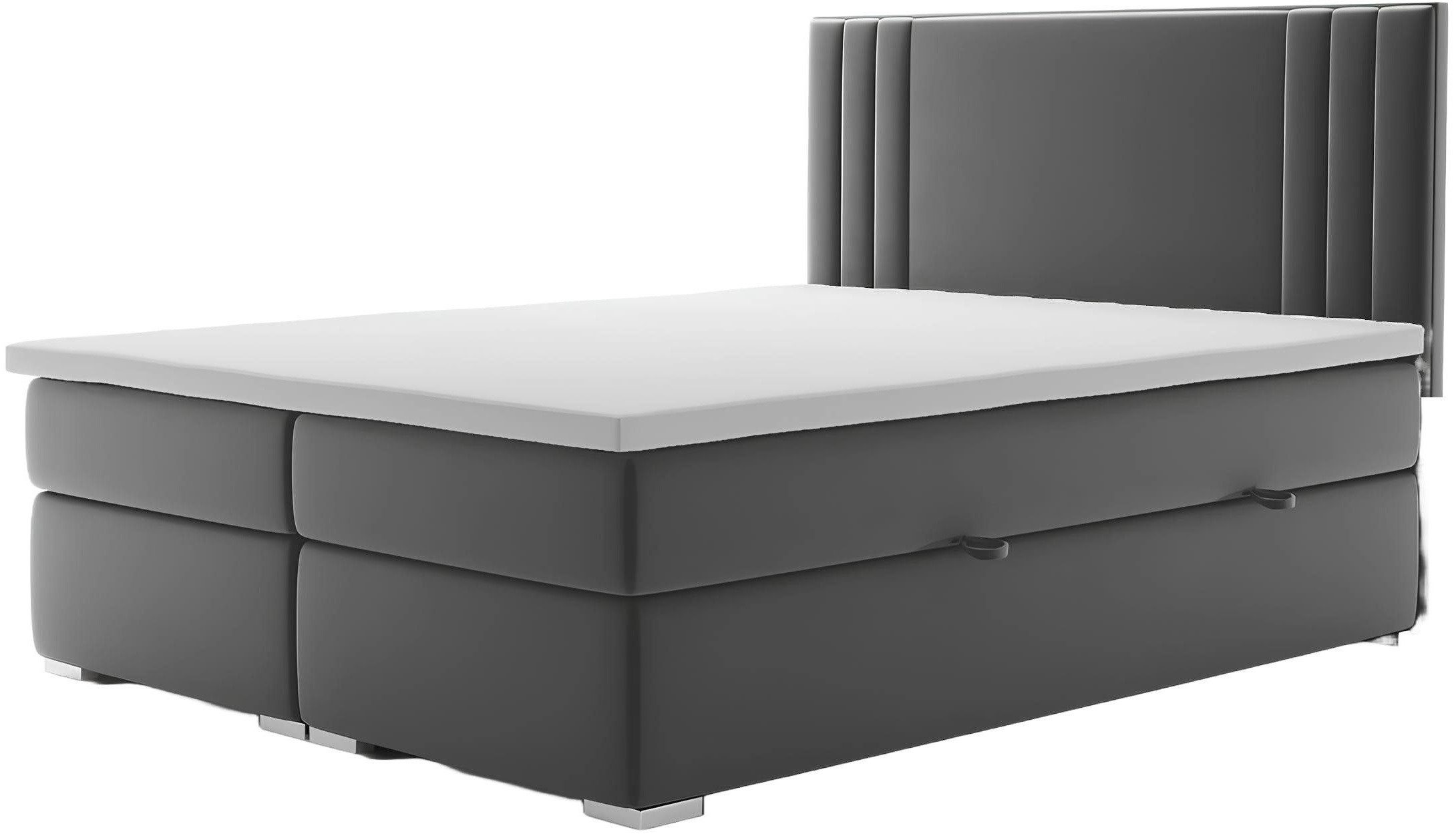 Xlmoebel Boxspringbett Hotel-Boxspringbett mit Doppelmatratze und Stauraum in Grau (1-St., Boxspringbett 4069424841985), Hergestellt in Europa