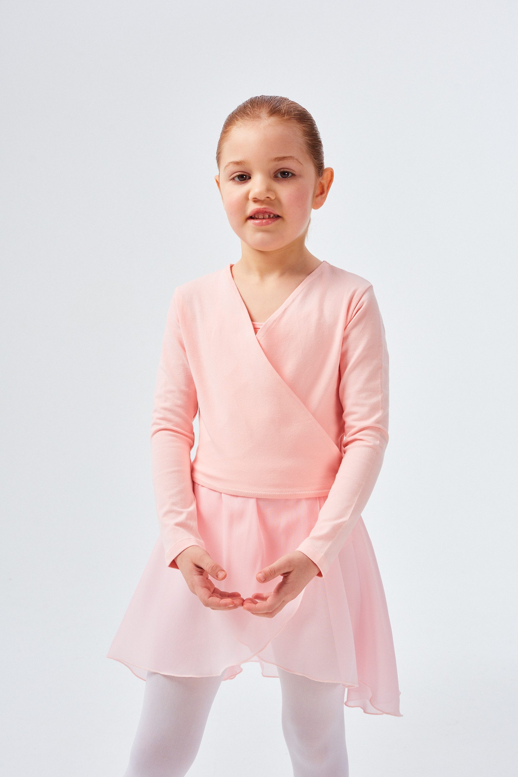 tanzmuster Sweatjacke Ballett Wickelacke Mandy aus weicher Baumwolle ärmelloser Ballettbody aus weichem Baumwollmischgewebe
