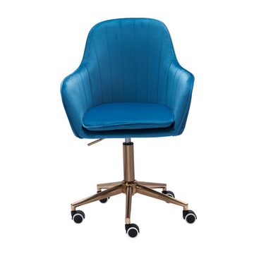 Amstyle Drehstuhl SPM1.432 (Samt Blau, Design Schalenstuhl Drehbar mit Lehne), Schreibtischstuhl 120 kg Höhenverstellbar, Drehbar