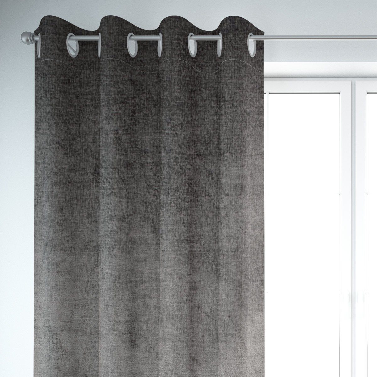 SCHÖNER LEBEN. Vorhang SCHÖNER LEBEN. Vorhang Thermovorhang Soft Teddy Deluxe grau 245cm, Ösen, blickdicht, Polyester, handmade