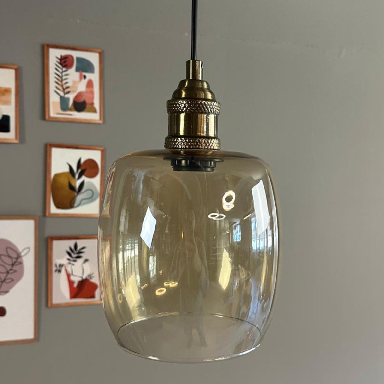 Bamyum Pendelleuchte Pendelleuchte Pearl Glas Ø16cm, Retro Hängelampe, ohne Leuchtmittel