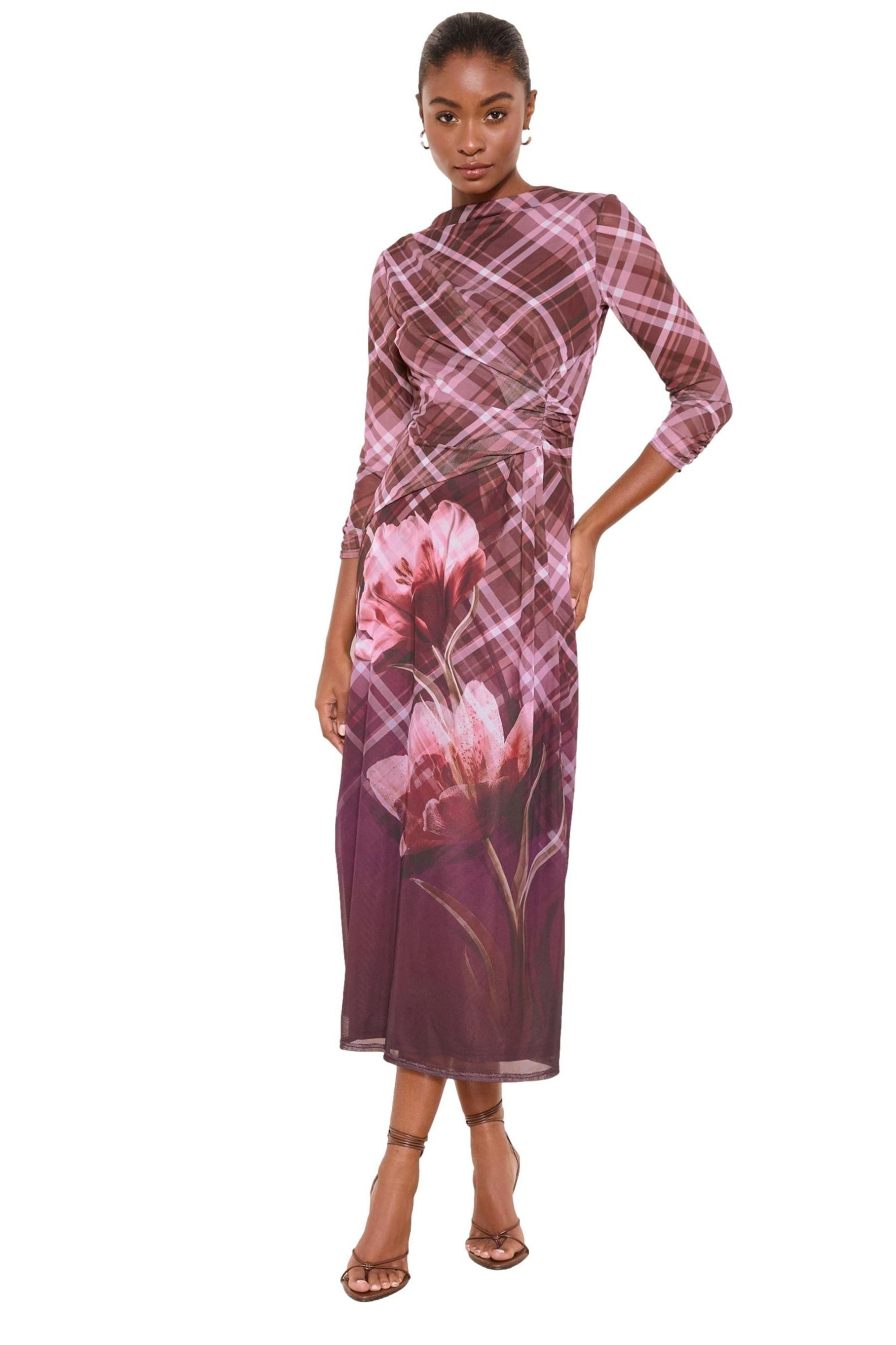 LIPSY Midikleid Lipsy Midikleid mit Mesh und Karomuster (1-tlg)