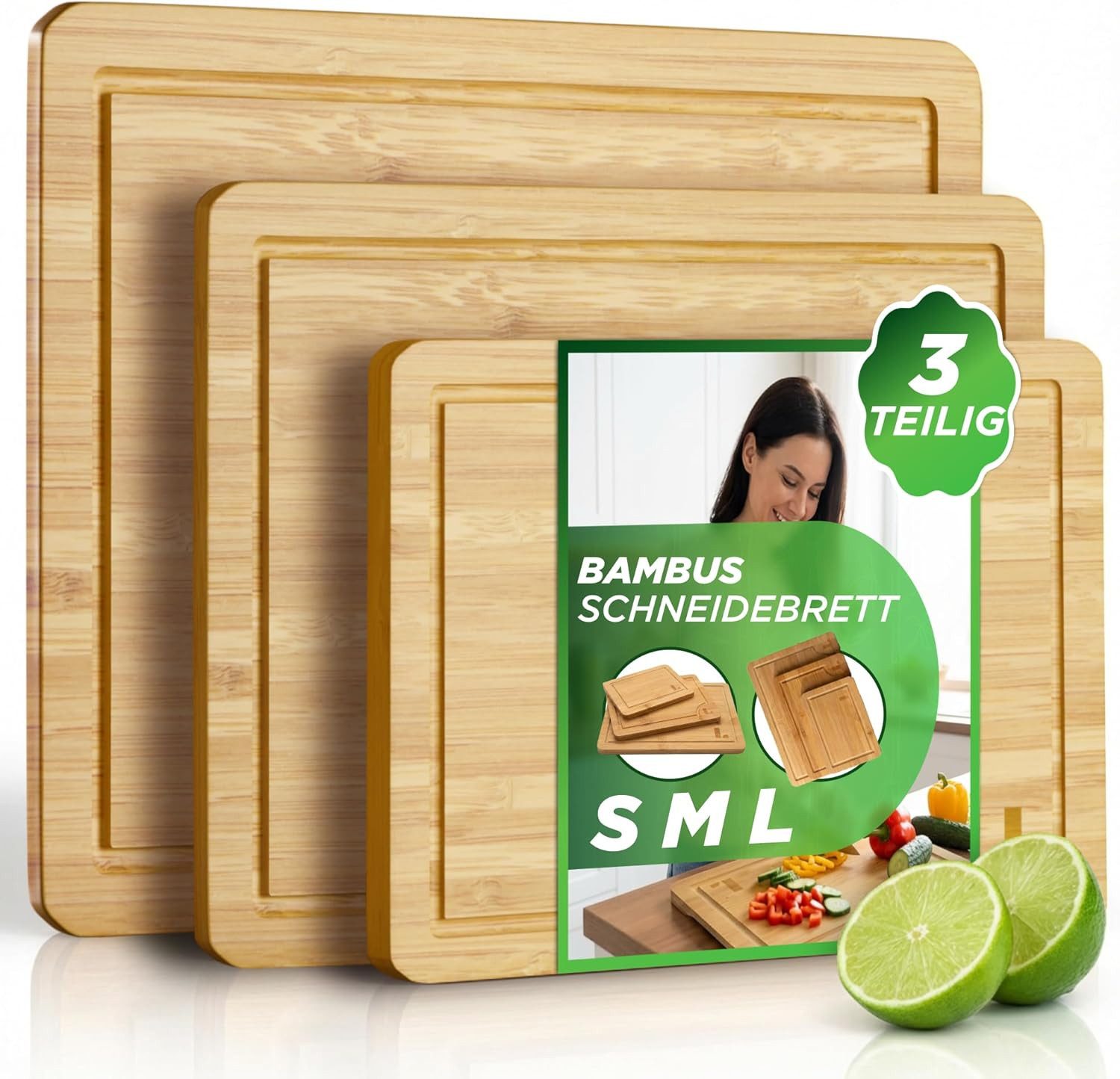 LUNARIA Schneidebrett LUNARIA PREMIUM Bambus Schneidebrett – massiv & langlebig