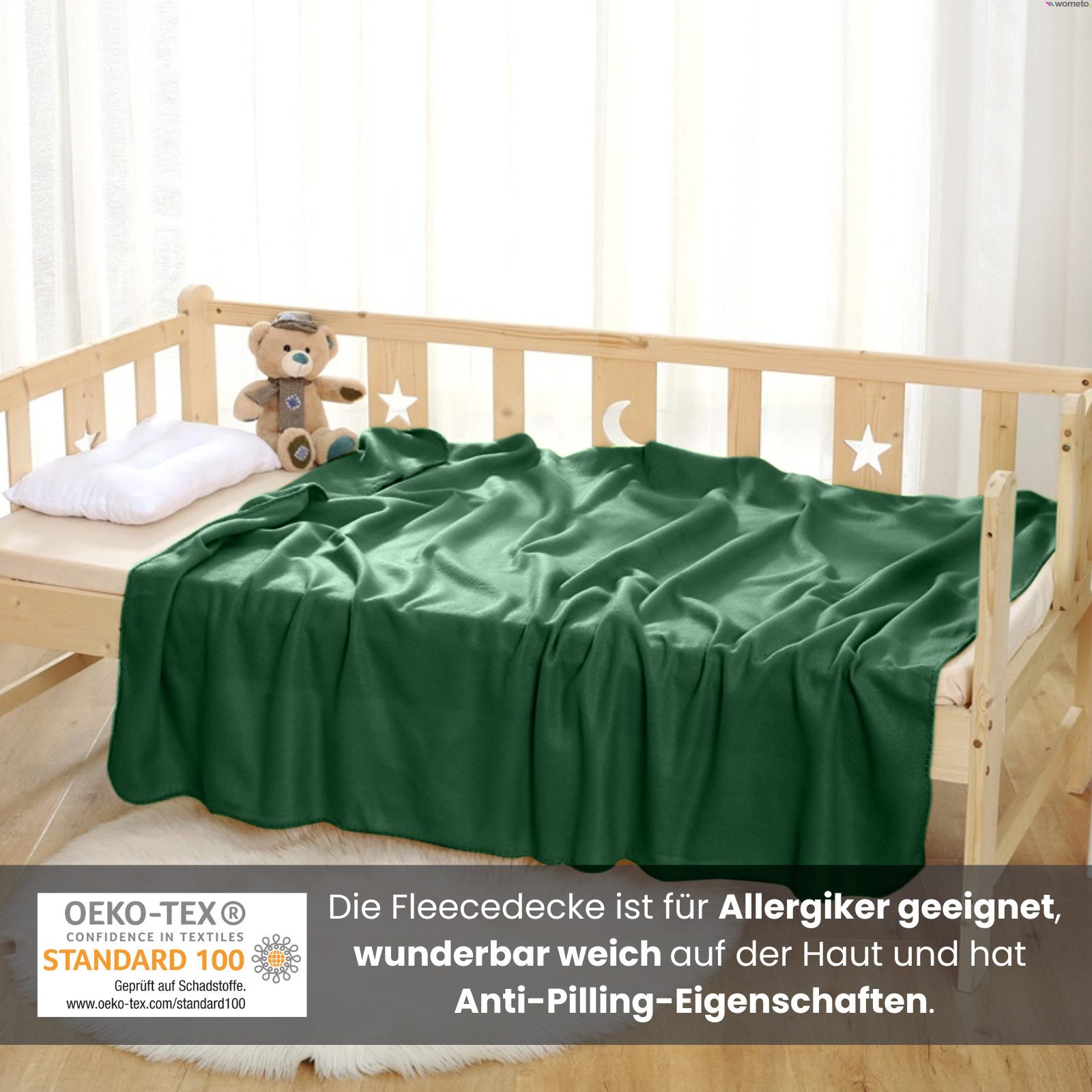 Wohndecke Polar-Fleece, wometo, OEKO-TEX®, 2 Fleecedecken mit Kettel-Rand & Anti-Pilling – Bild 3 von 5