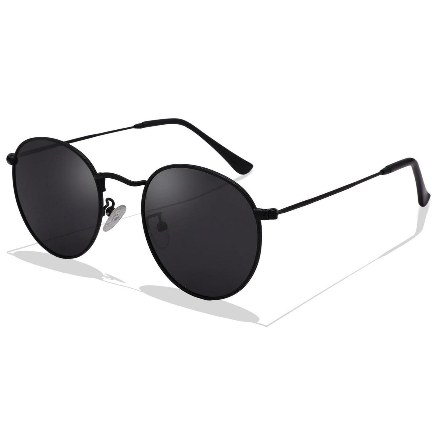 LuxusKollektion Retrosonnenbrille Sonnenbrille Retro Rund Herren Schwarz Rahmen Grau Linse 52 Millimeter